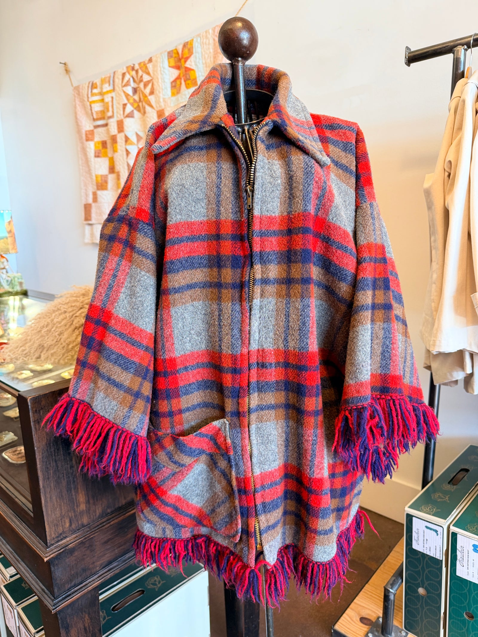 Pioneer Wear Plaid Fringe Jacket