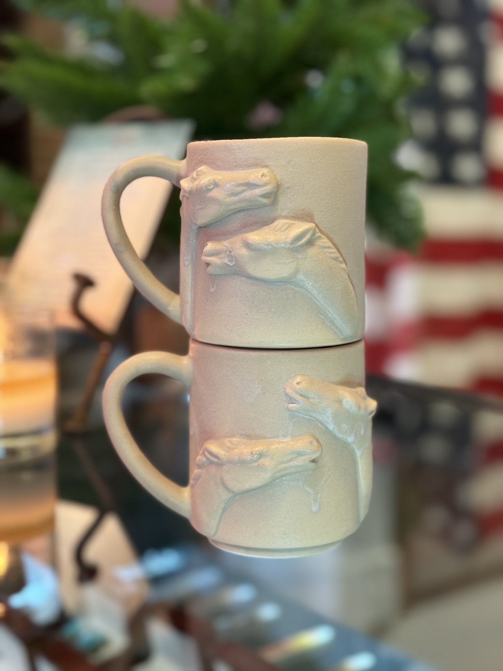 Two Horse Stacking Mug in Buckskin