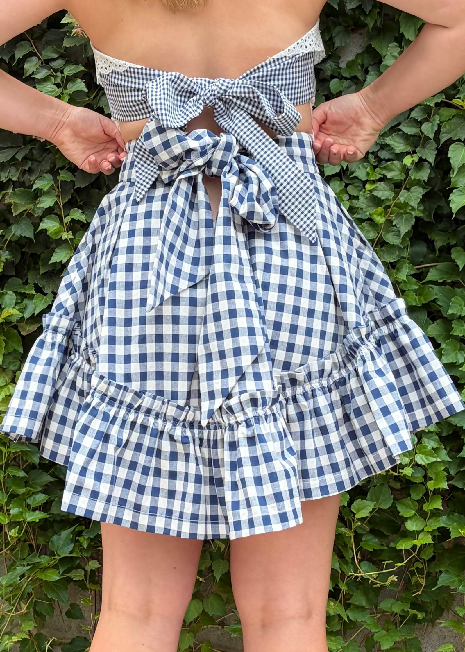Navy Gingham Quinoa Skirt