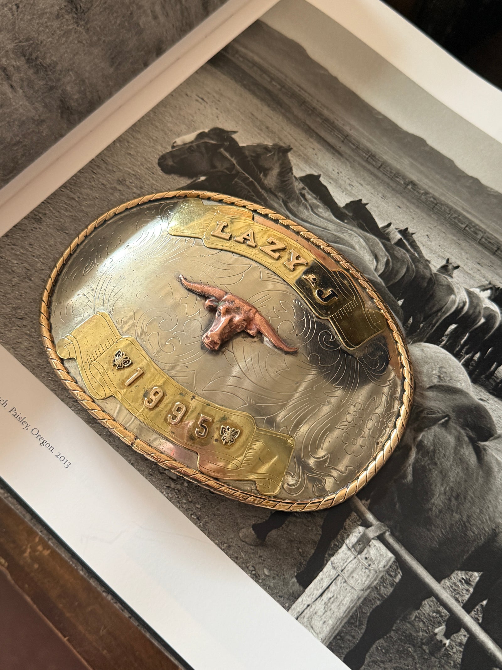 Lazy J 1995 Longhorn Belt Buckle