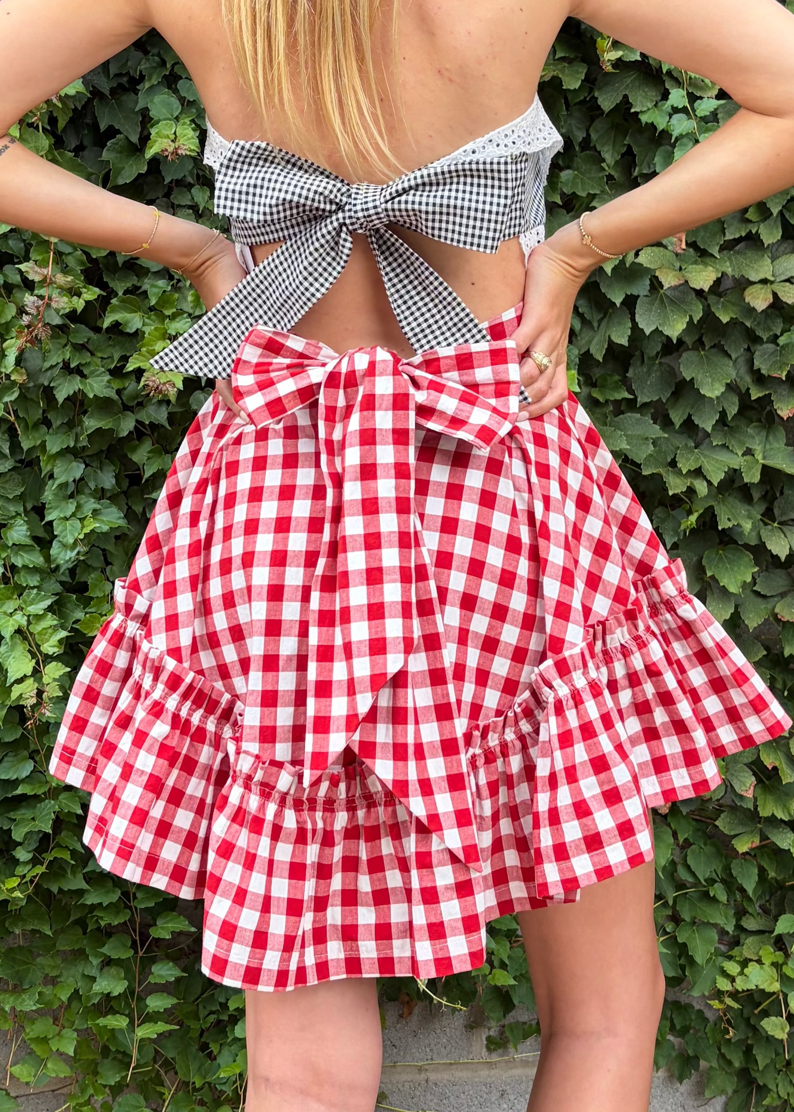 Red Gingham Quinoa Skirt