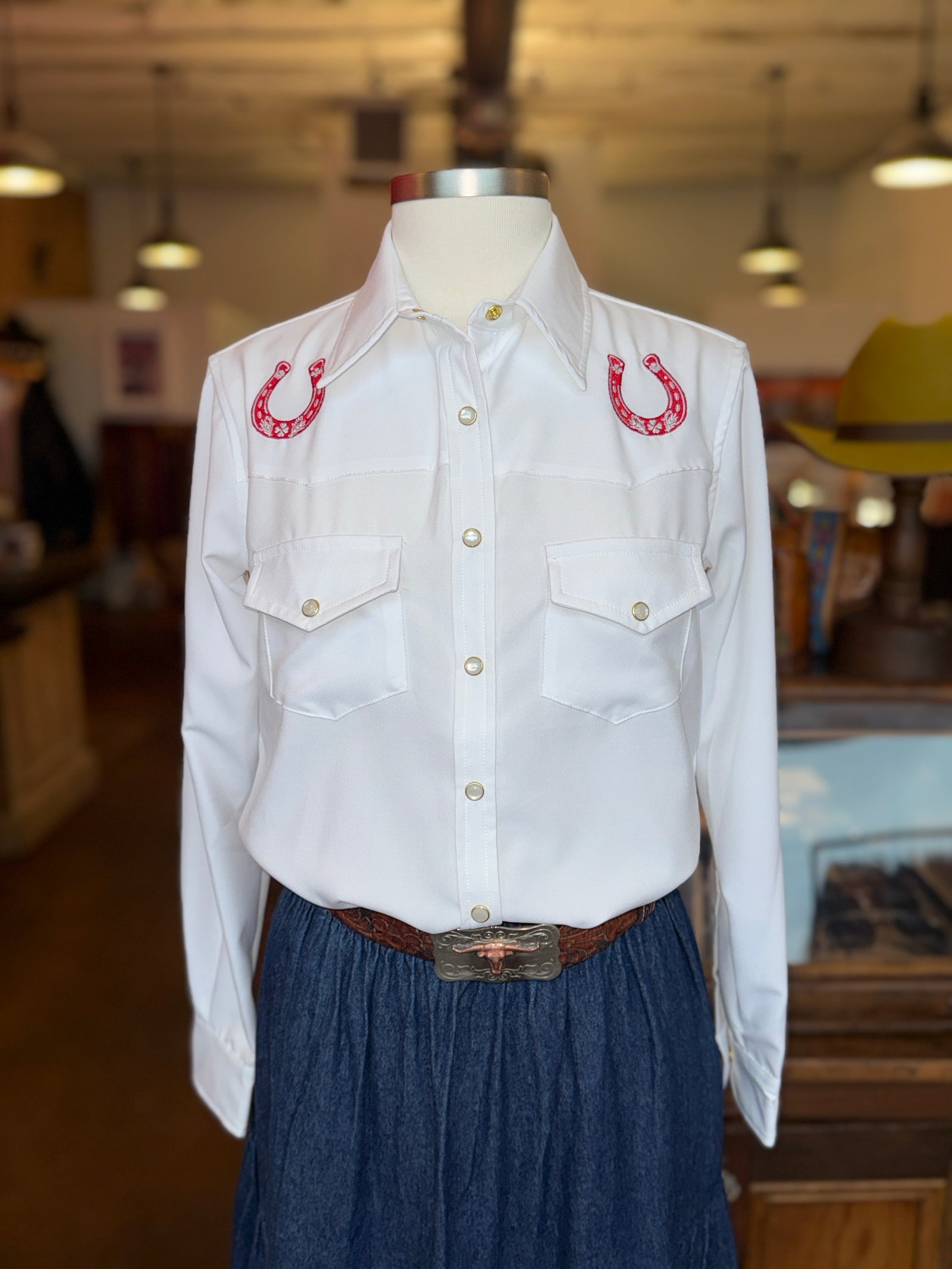 Long Sleeve Pearl Snap with Embroidery