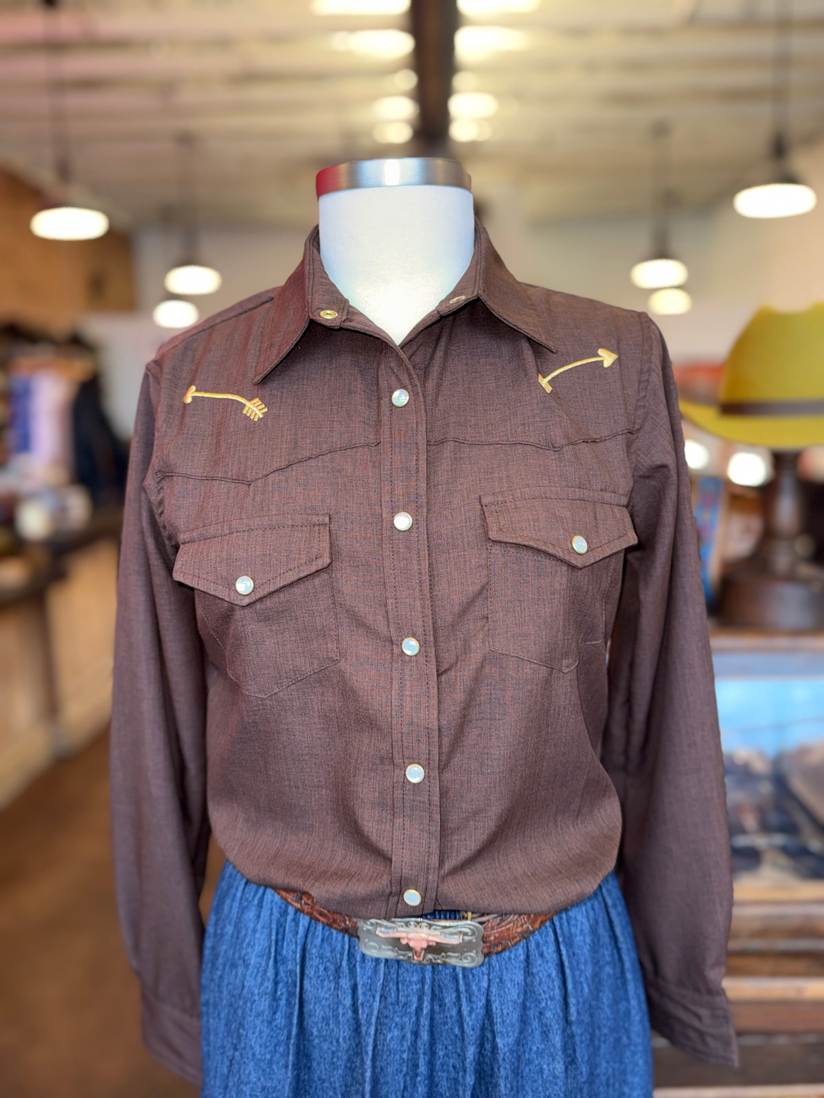 Long Sleeve Pearl Snap with Embroidery