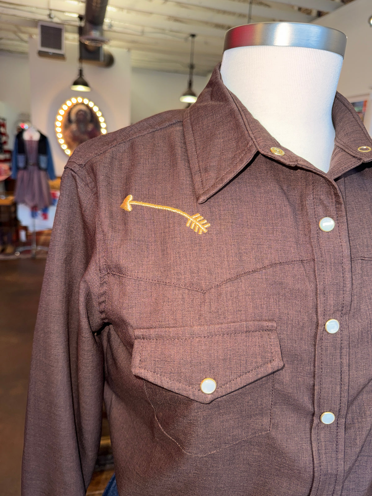 Long Sleeve Pearl Snap with Embroidery