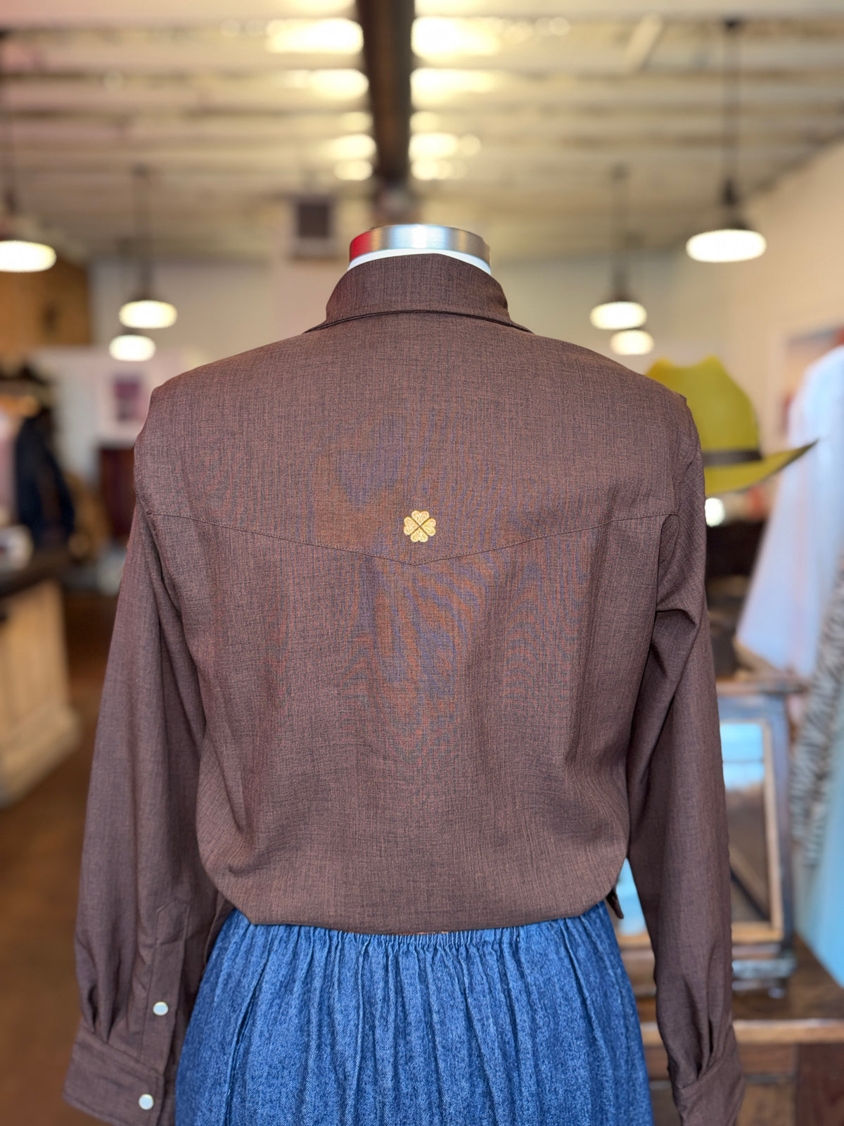 Long Sleeve Pearl Snap with Embroidery