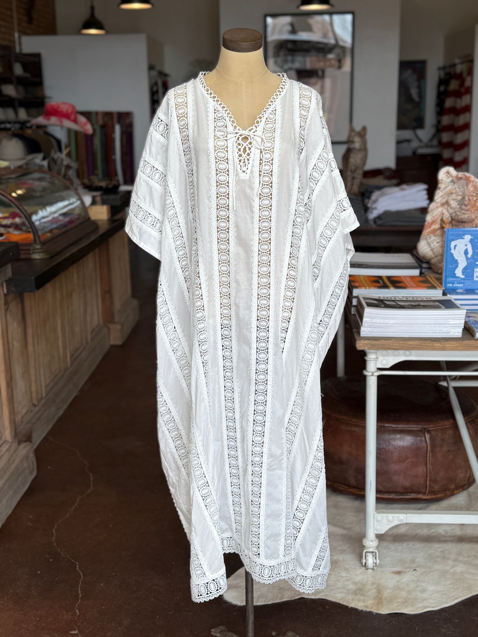 White Eyelet Caftan