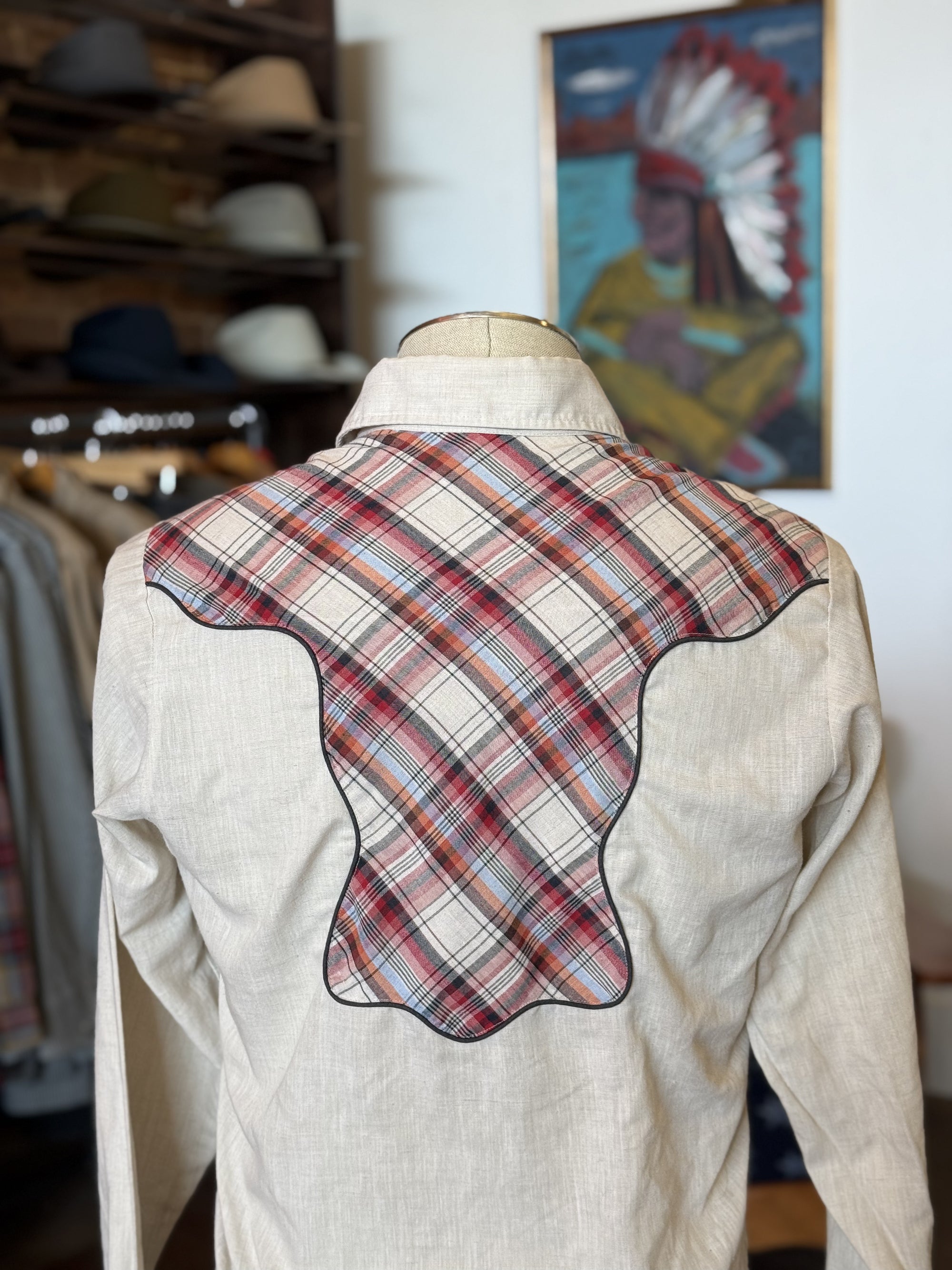 Vintage H Bar C Plaid Yoke Western Shirt