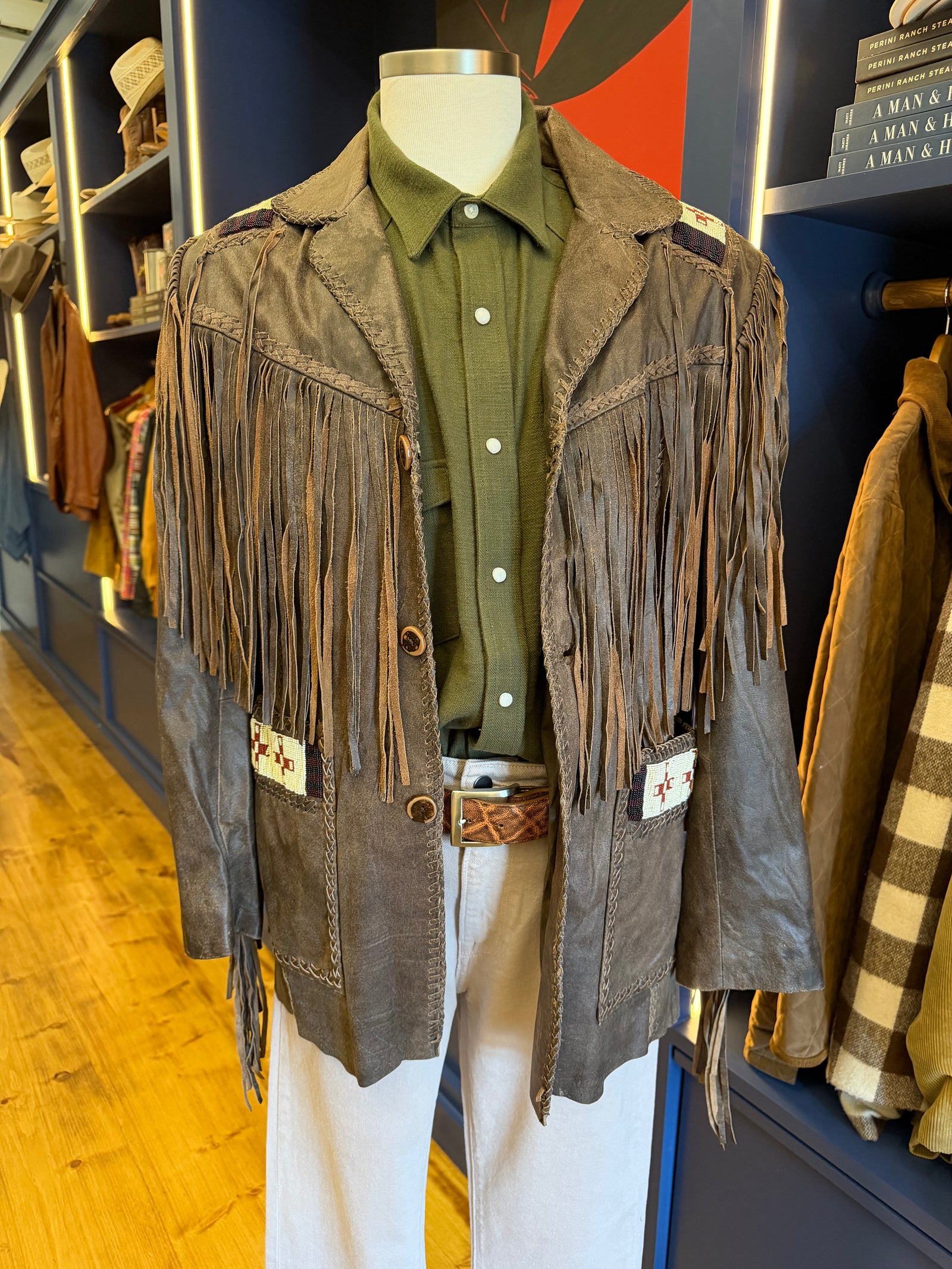 Beaded and Fringe Leather Jacket