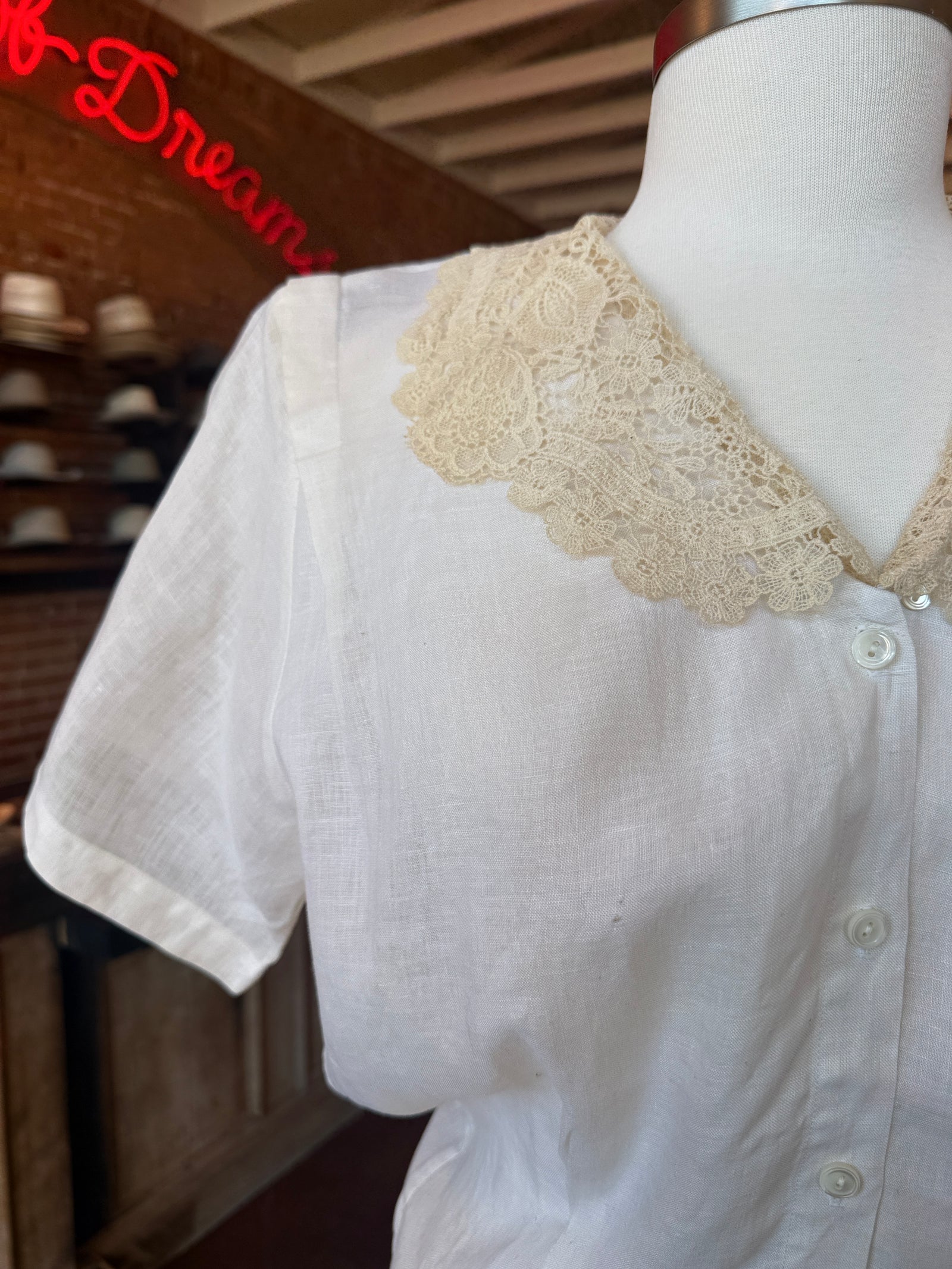 Ralph Lauren Linen & Lace Blouse
