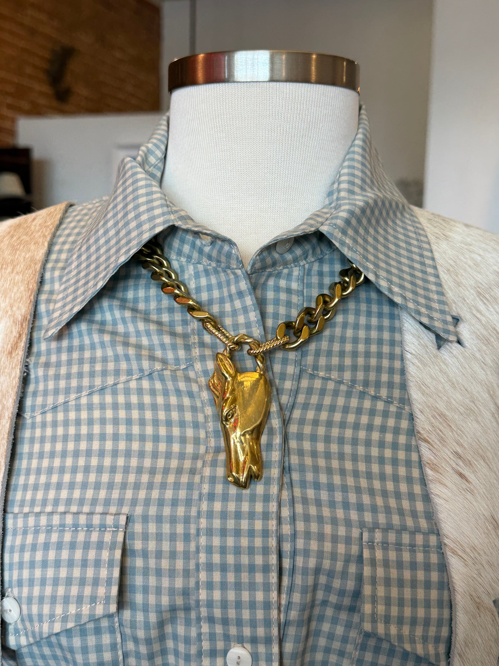 Bronze Horse Necklace - Curb Chain