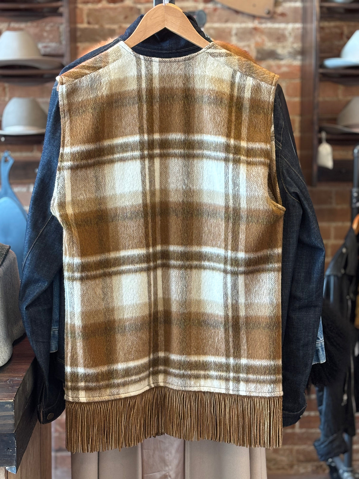 Pioneer Wear Plaid Fringe Vest