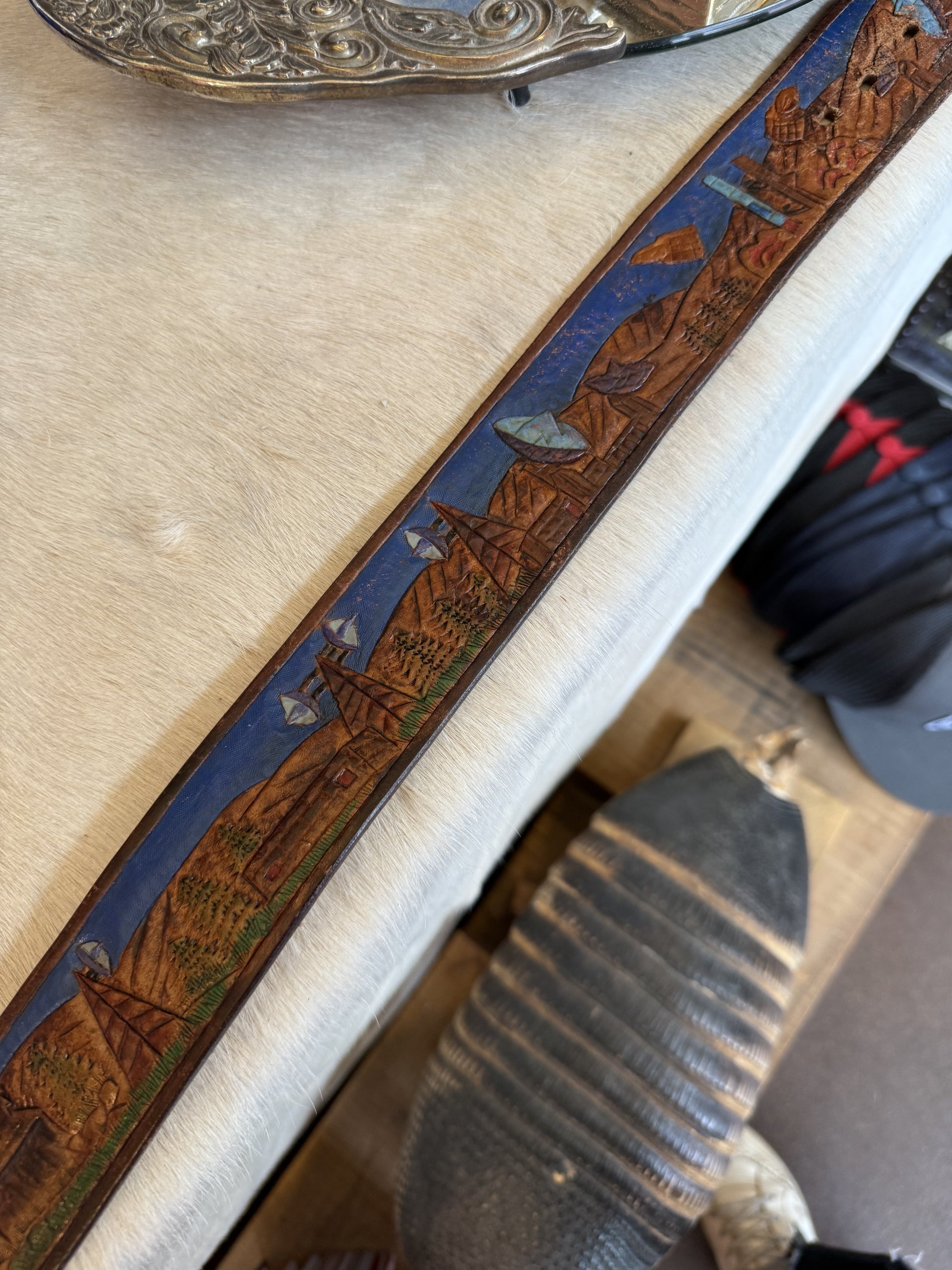 Vintage 1997 Hand Tooled Belt Strap