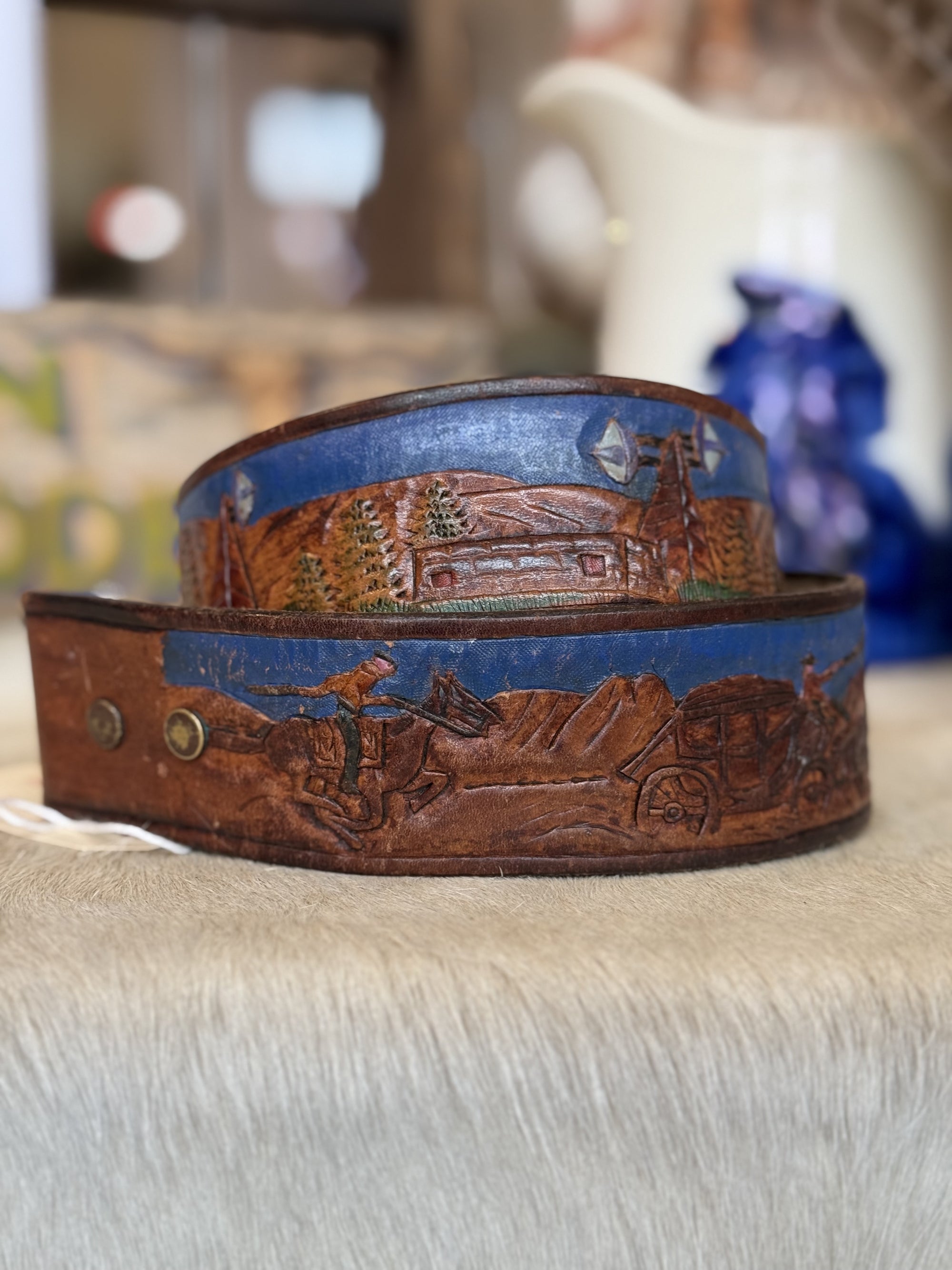 Vintage 1997 Hand Tooled Belt Strap