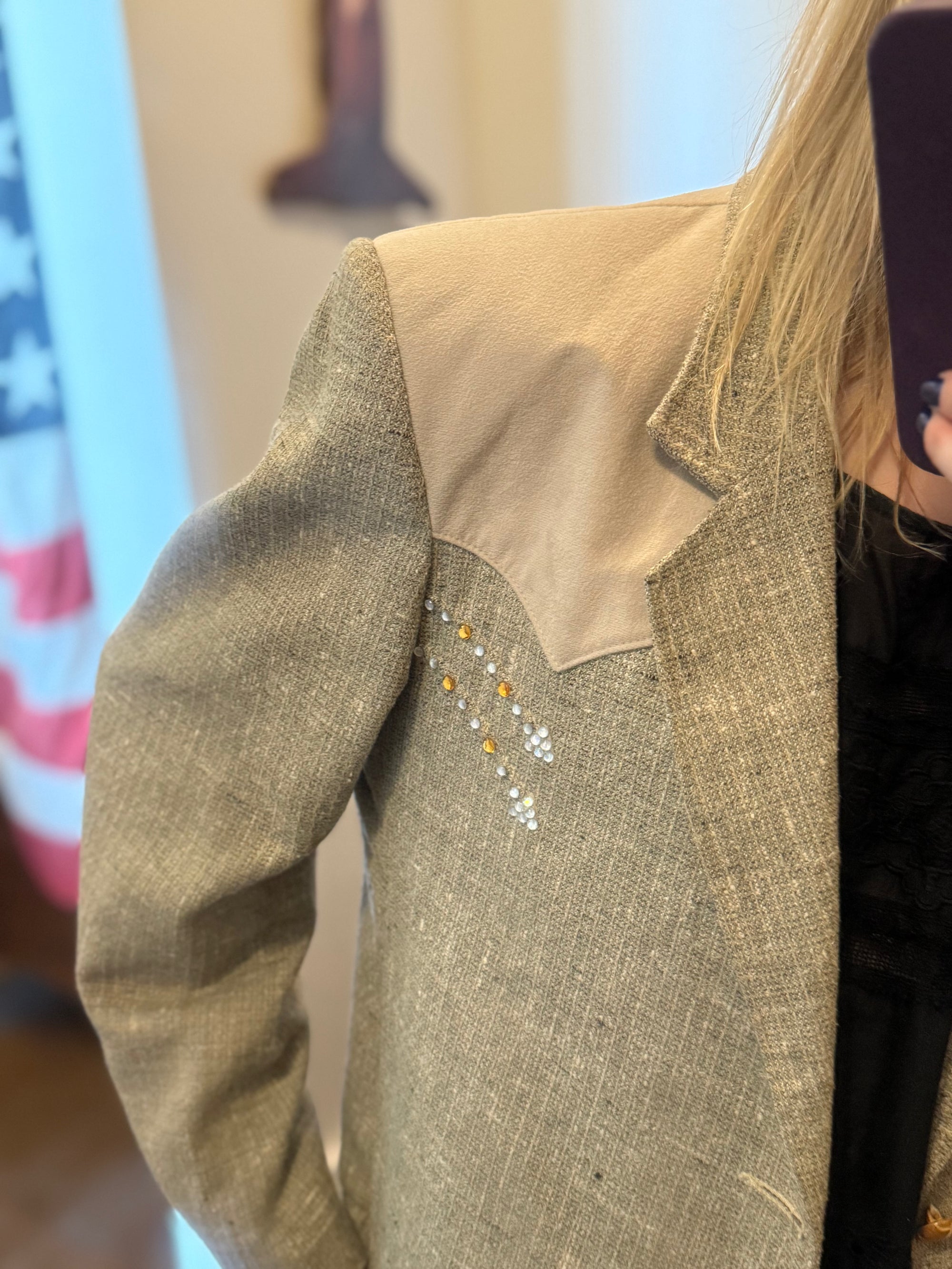 Vintage Pioneer Wear Cropped Embellished Blazer