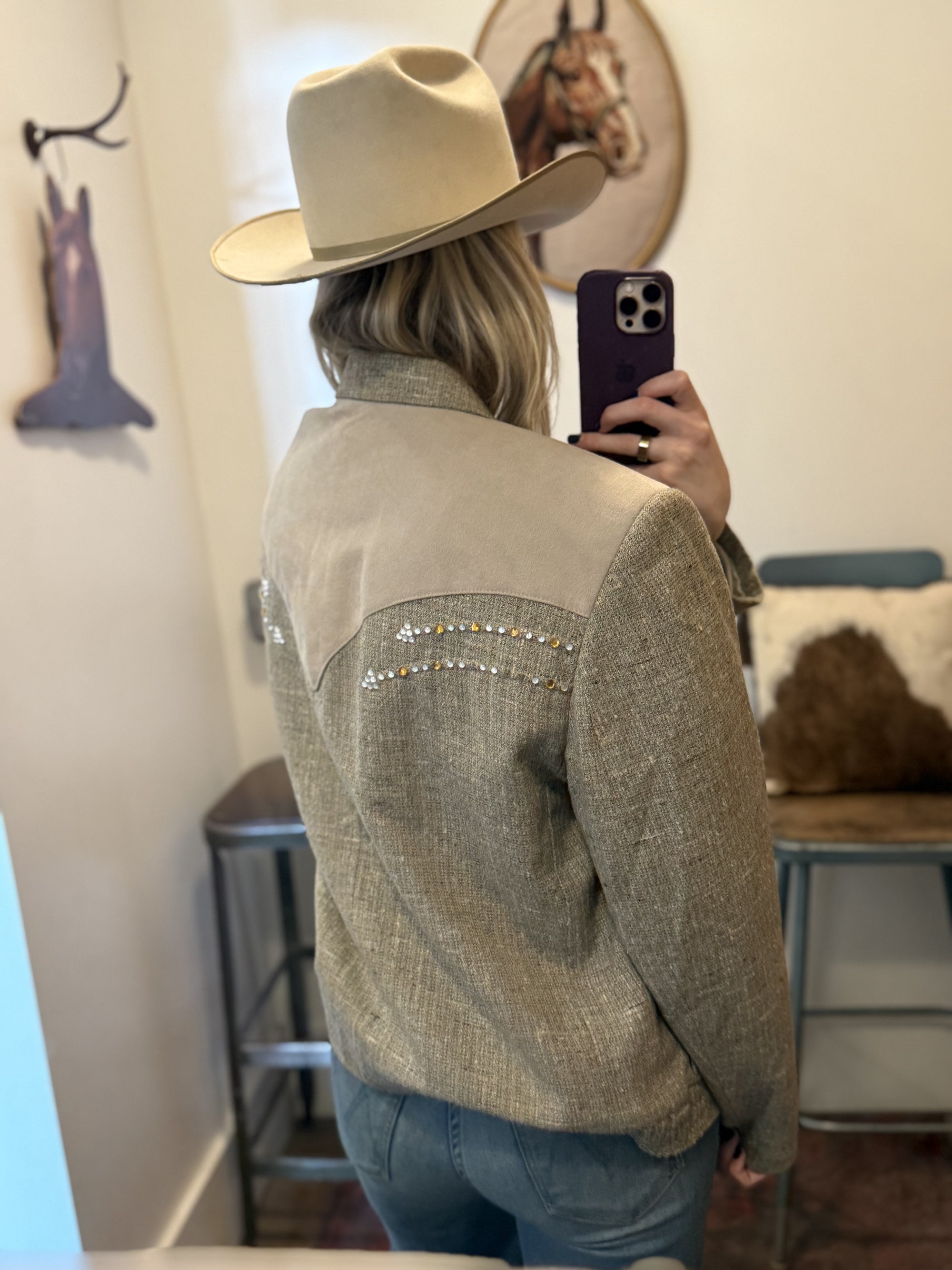 Vintage Pioneer Wear Cropped Embellished Blazer