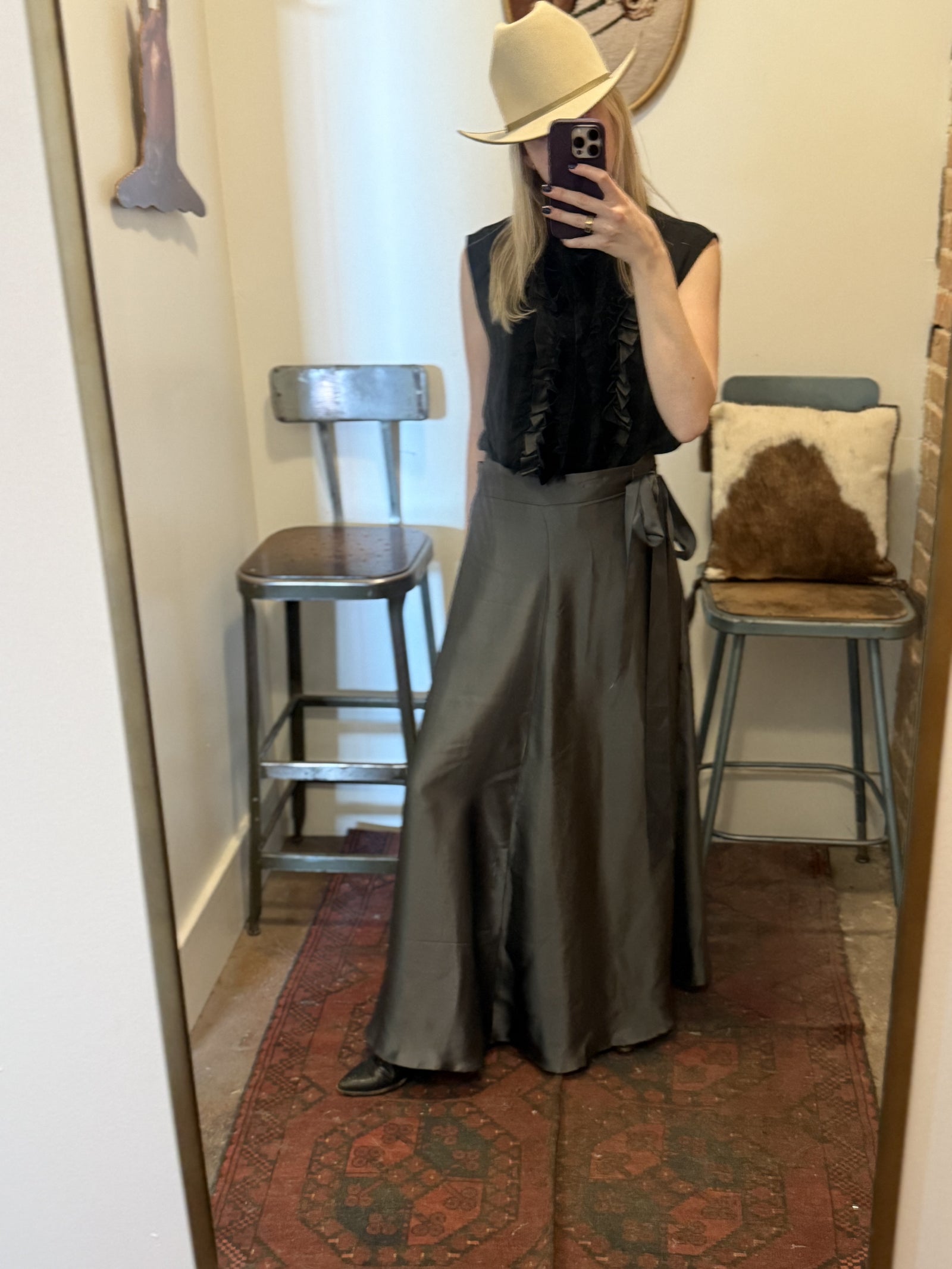 Pour Les Femmes Silk Wrap Skirt