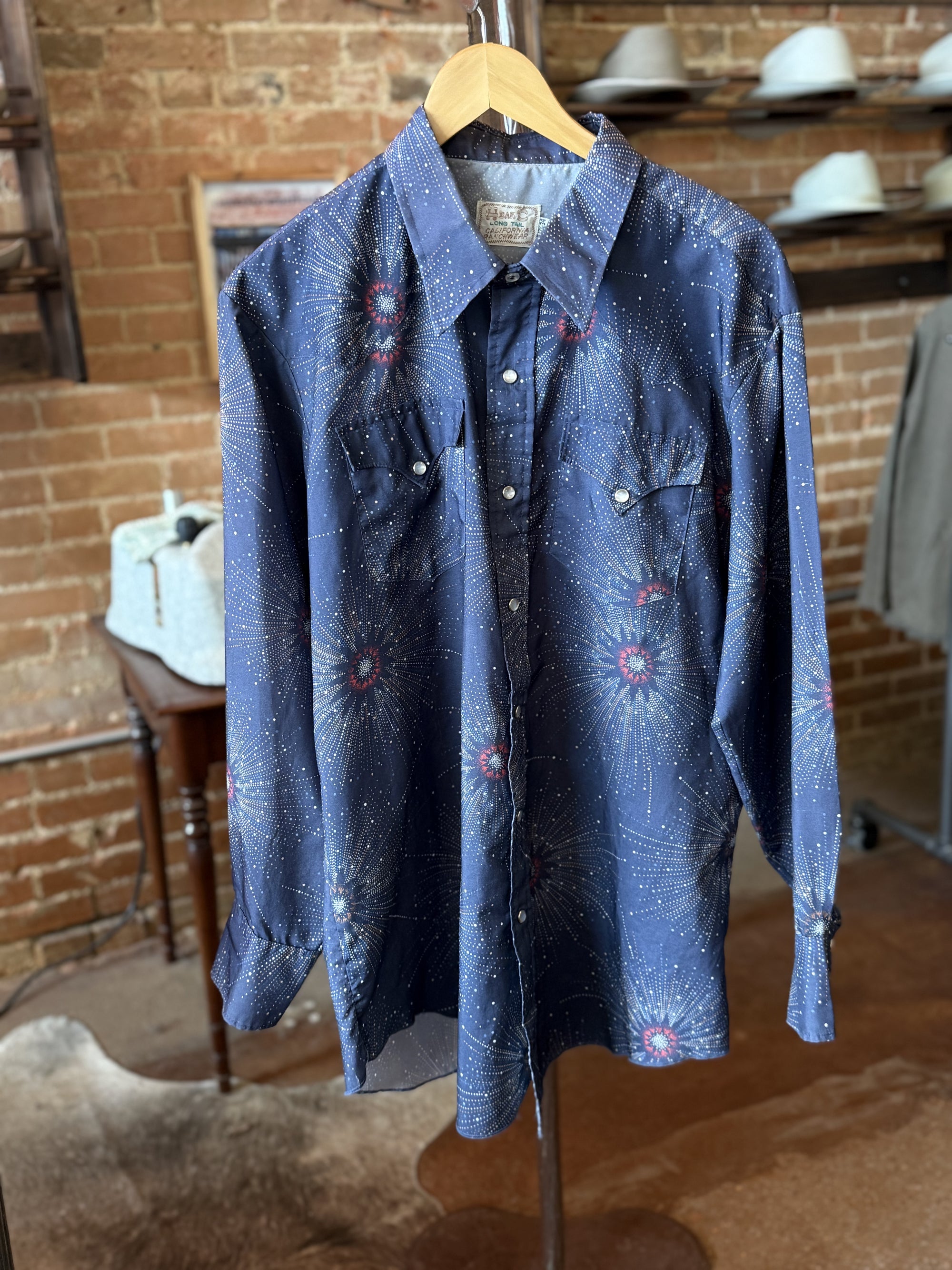 Vintage H Bar C Navy Firework Western Shirt