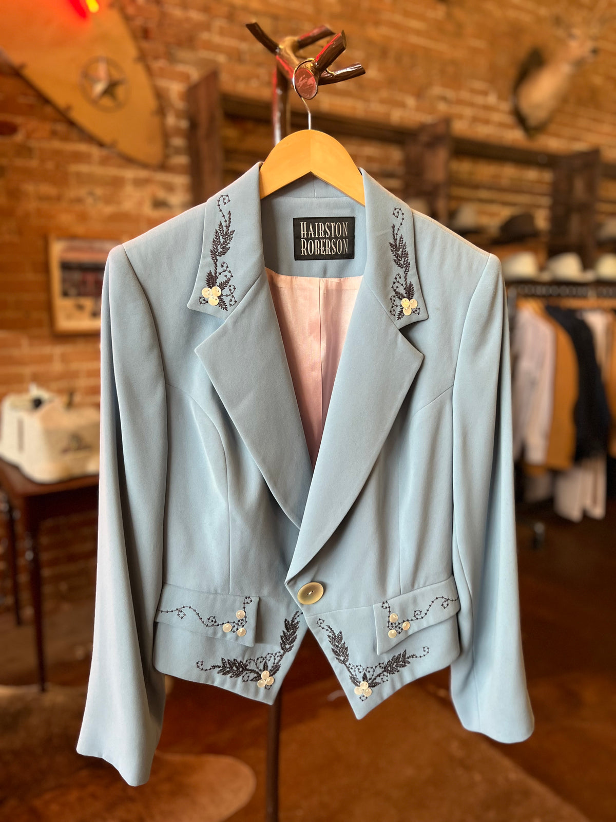 Vintage Blue Embroidered Blazer