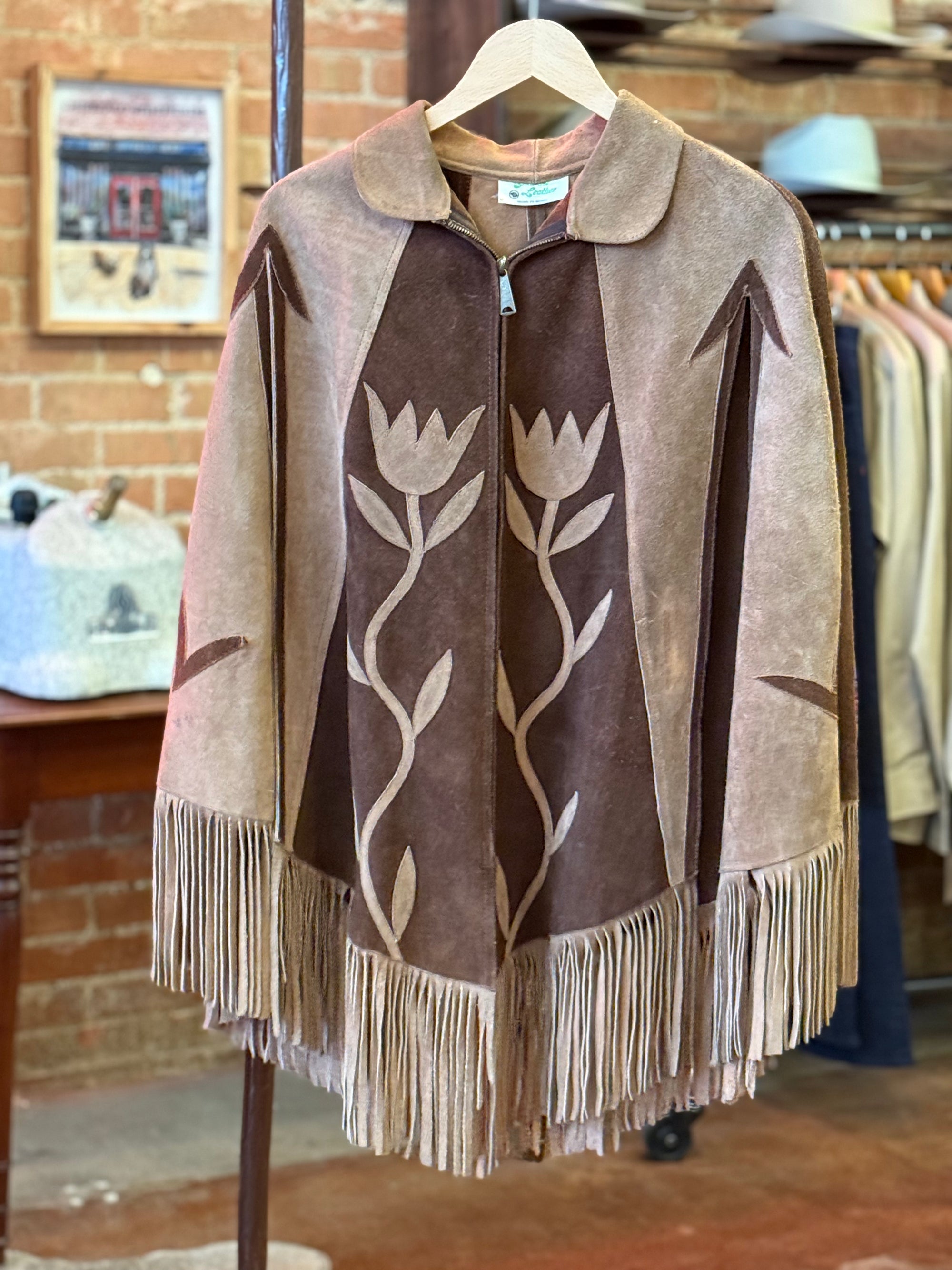 Vintage Suede Tulip Poncho