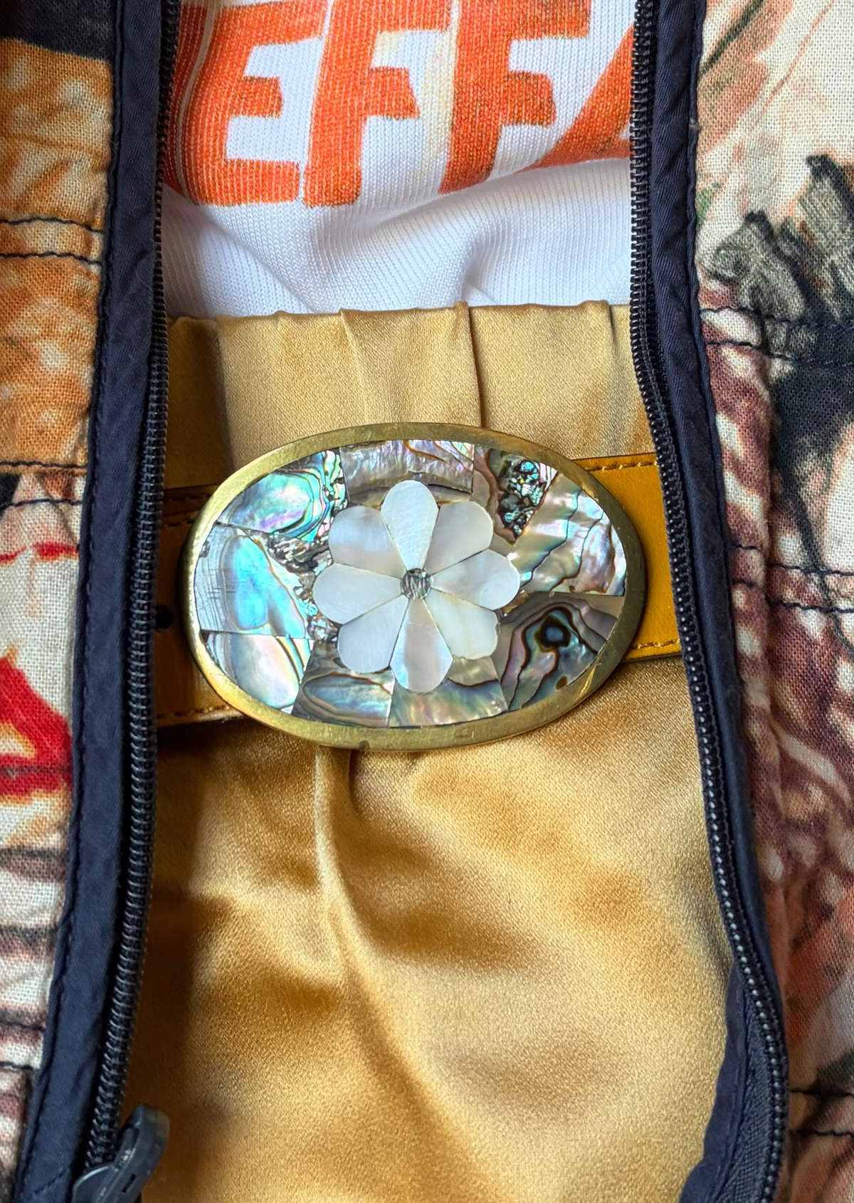 Mother of Pearl Inlay Buckle.