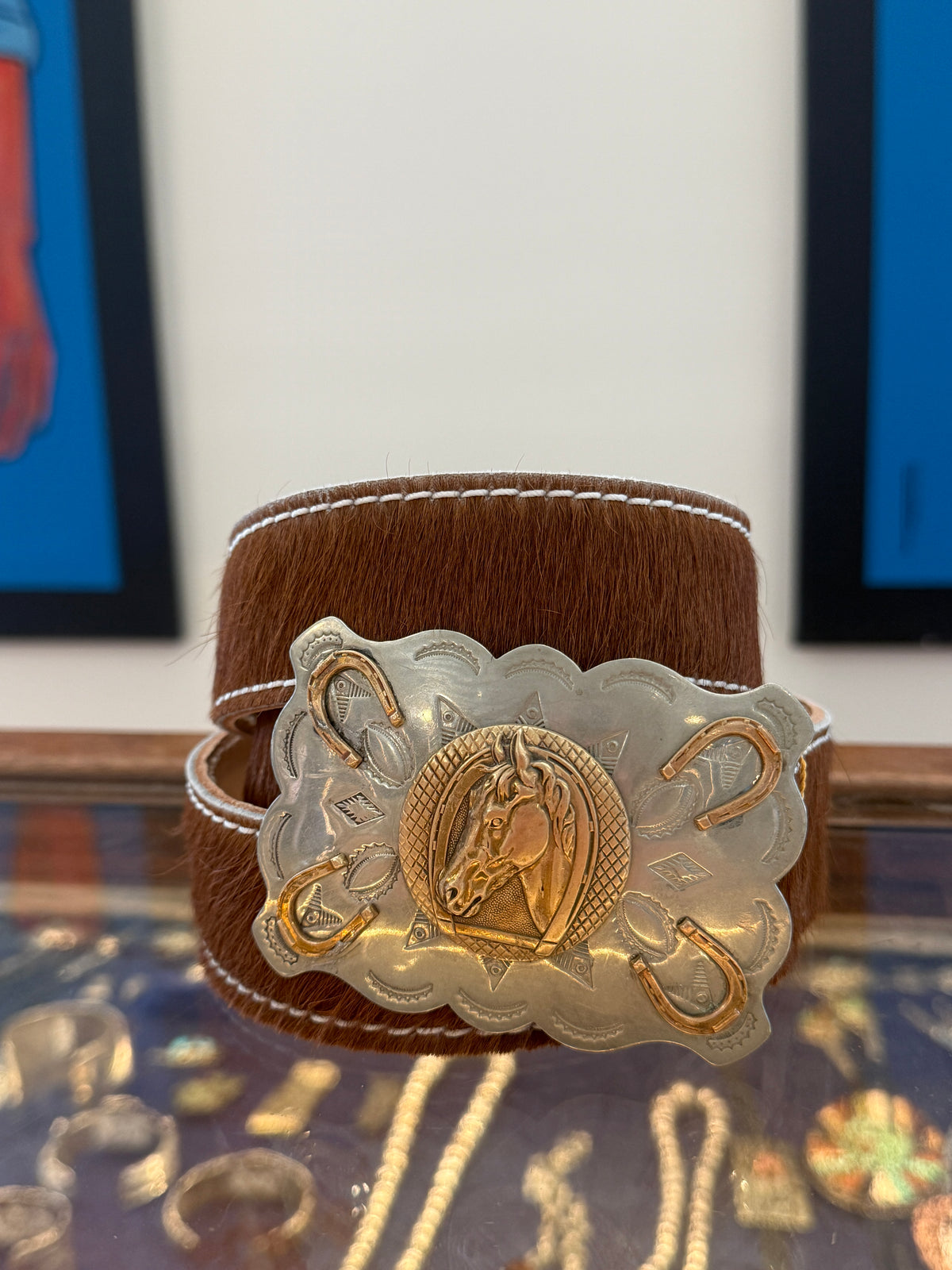 Horse Head Horseshoe Belt Buckle