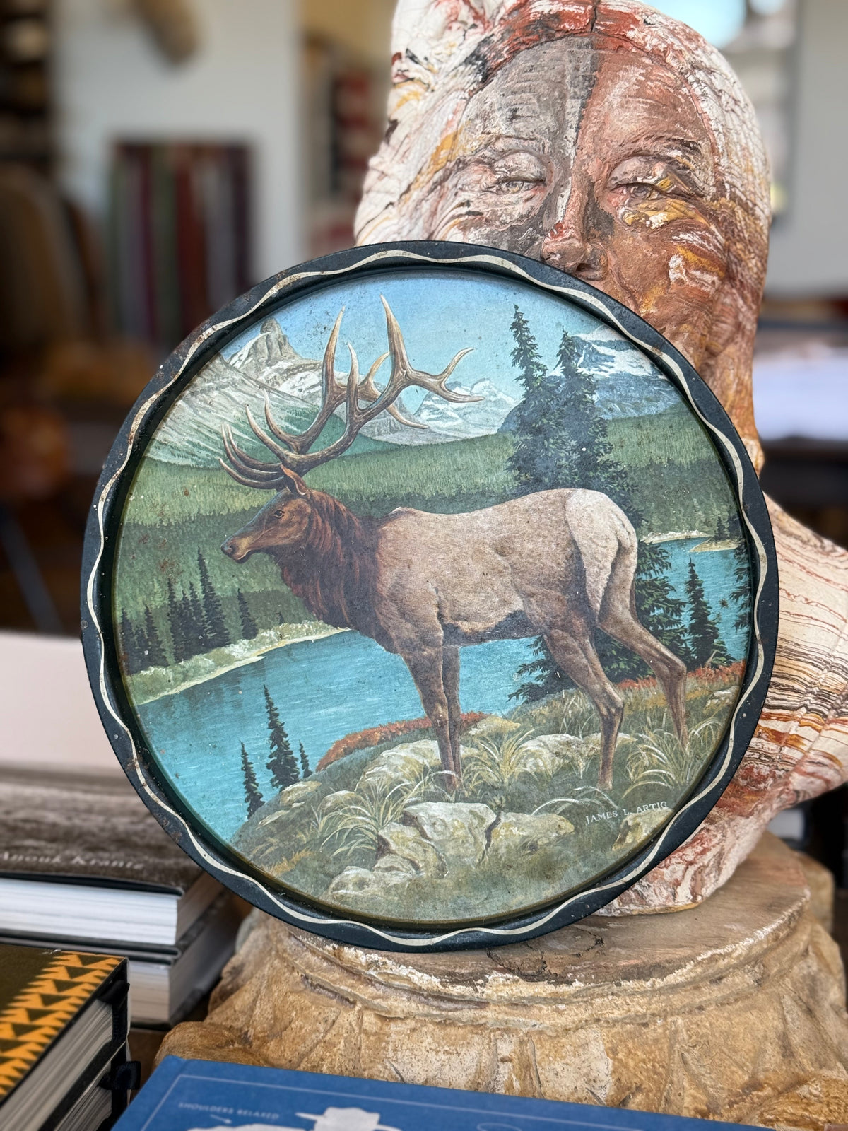 Vintage Bull Elk Serving Tray
