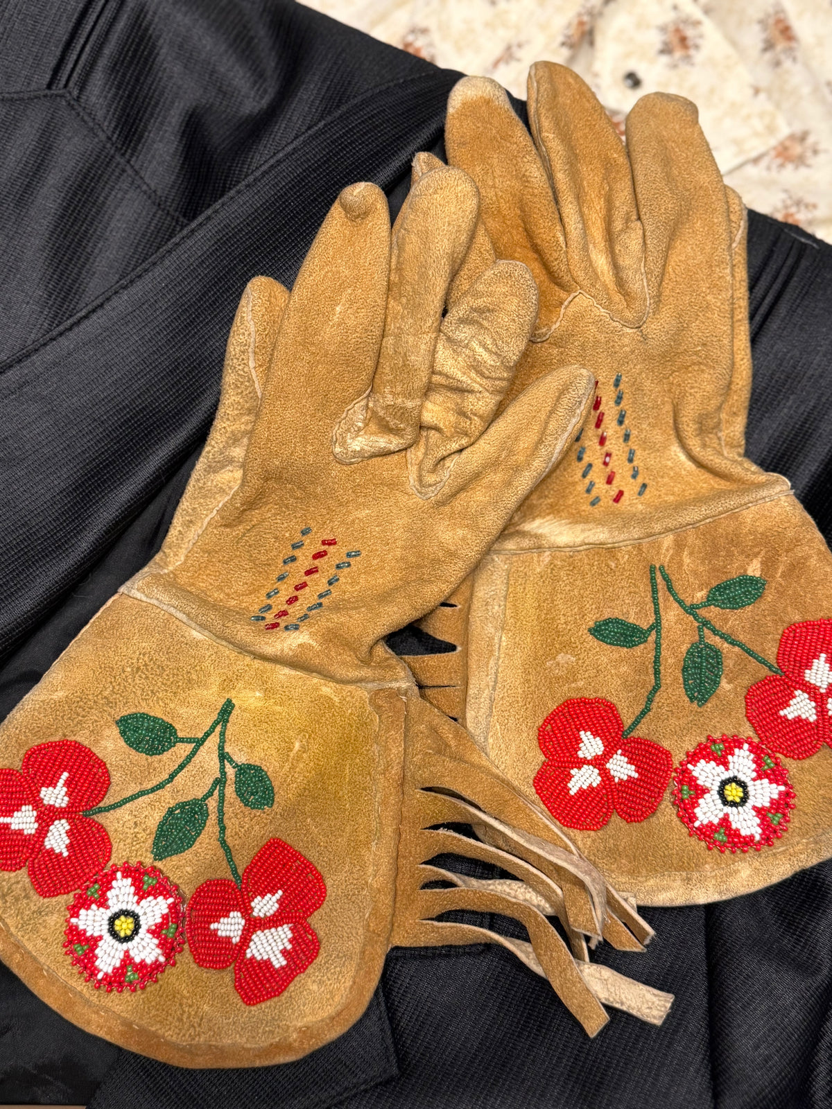 Vintage Western Indian Beaded Gauntlets