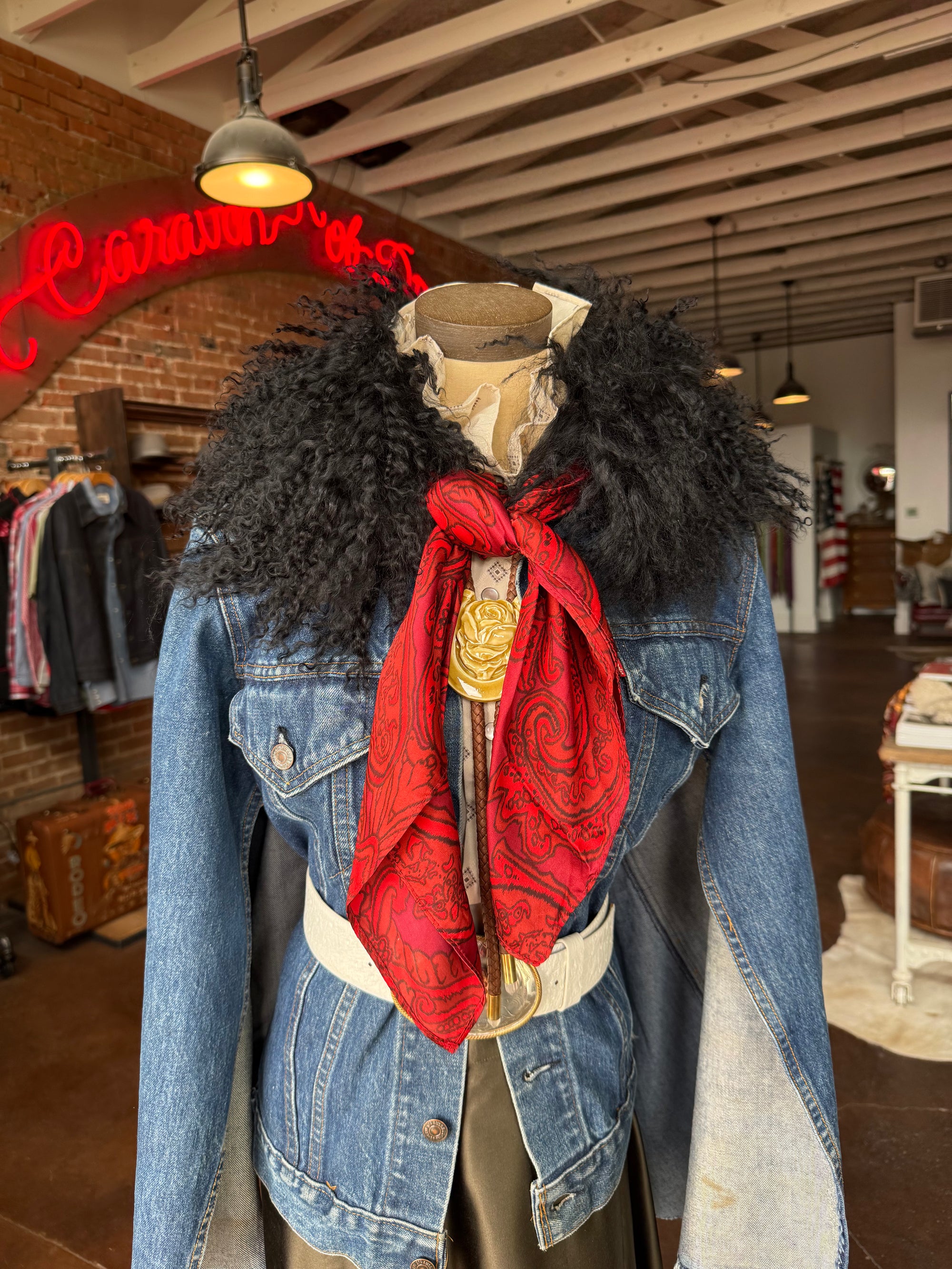 Vintage Reworked Mongolian Lamb Scarf Collar