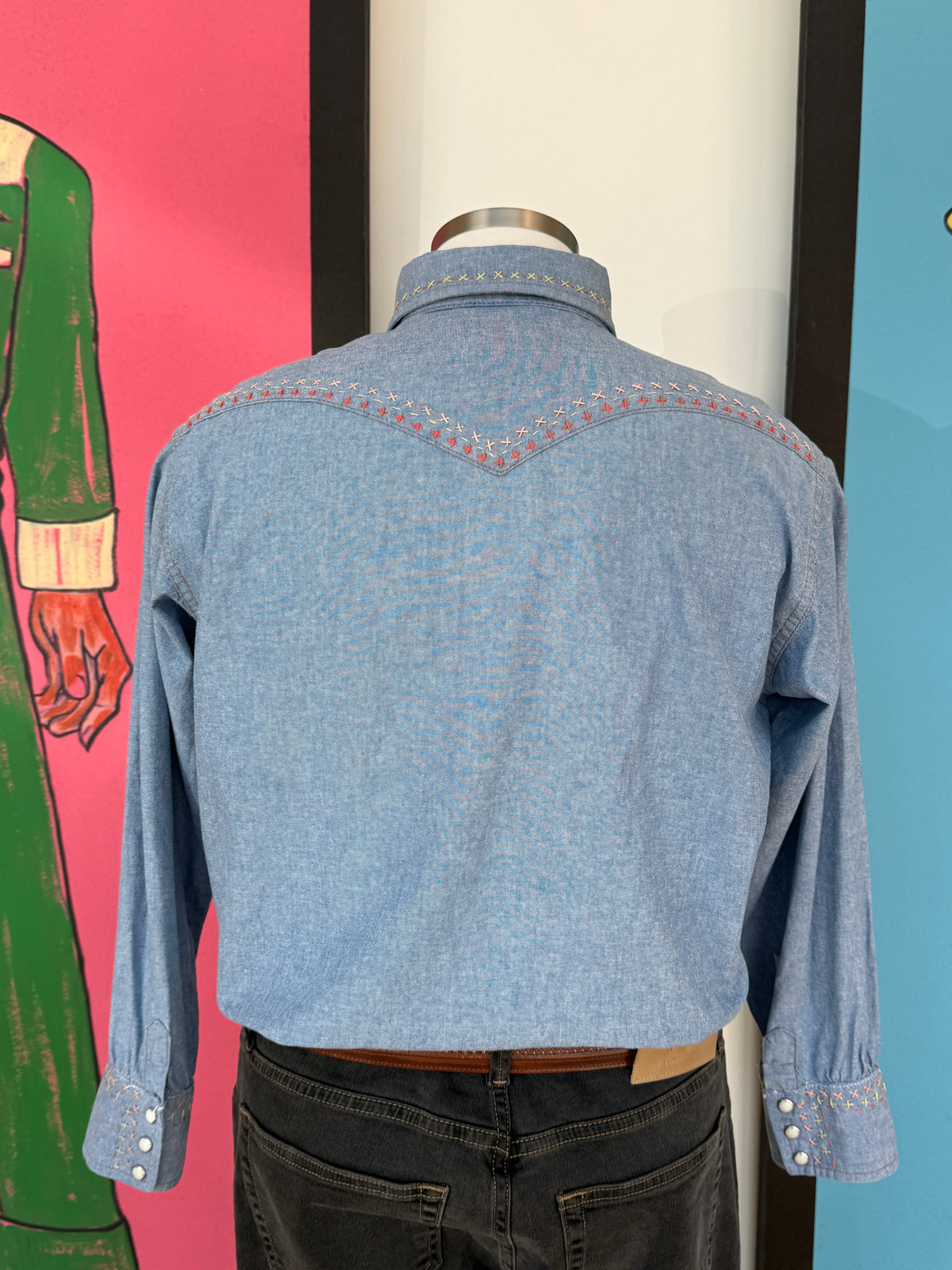 Denim Sashiko Detailed Shirt