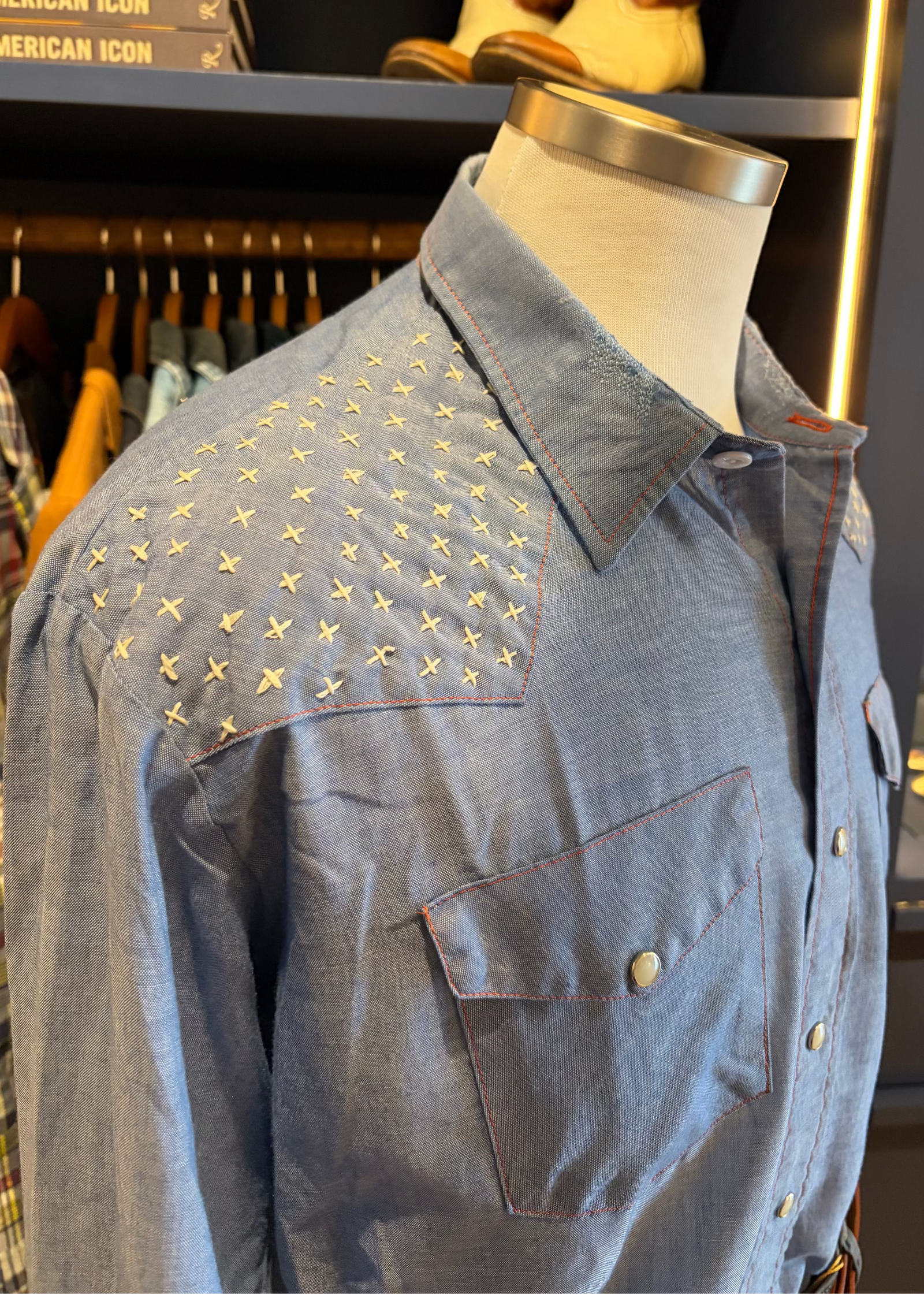 Men's Denim Wrangler Sashimi Detailed Shirt
