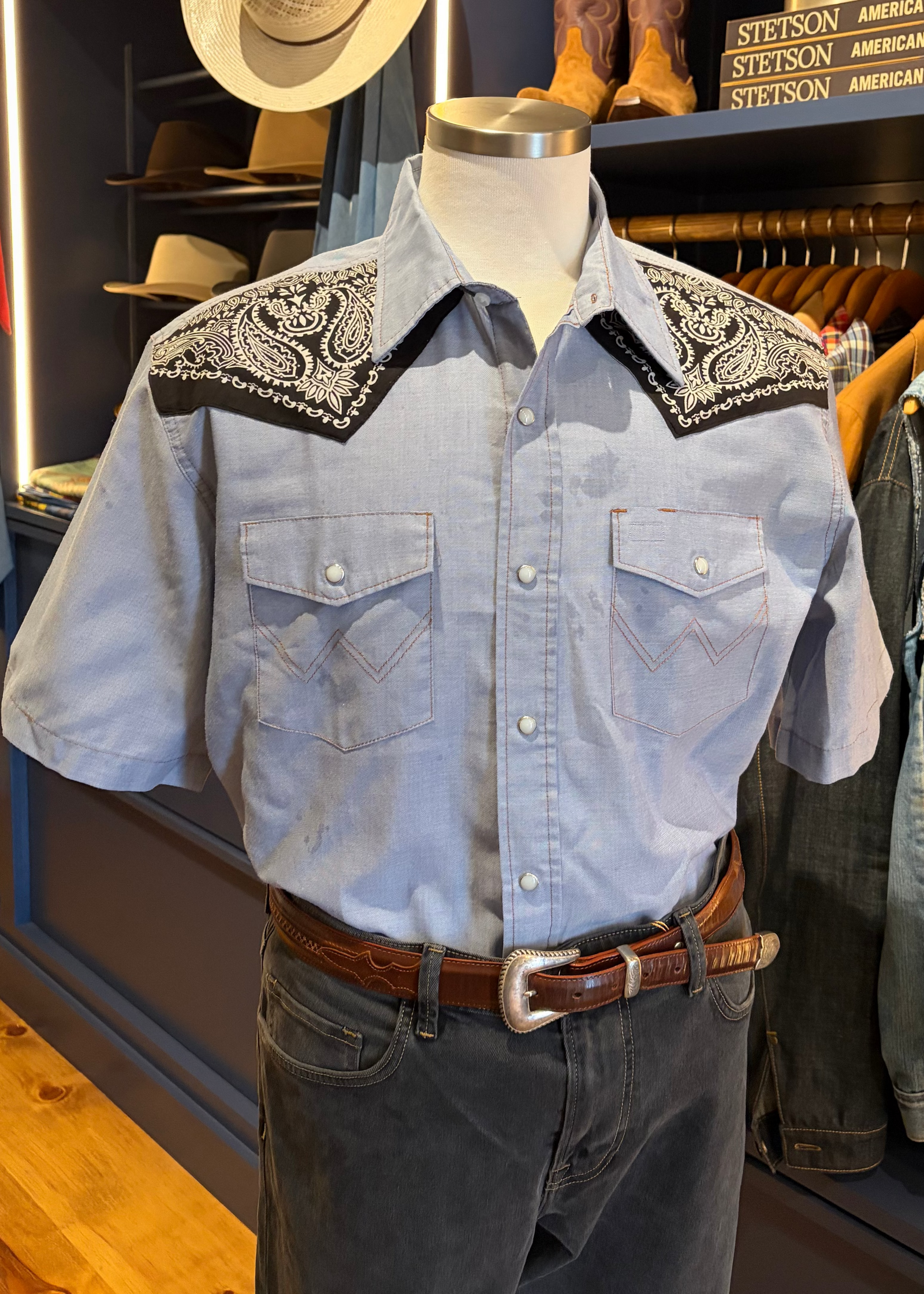 Men's Denim Wrangler with Embellished Shoulders Patches