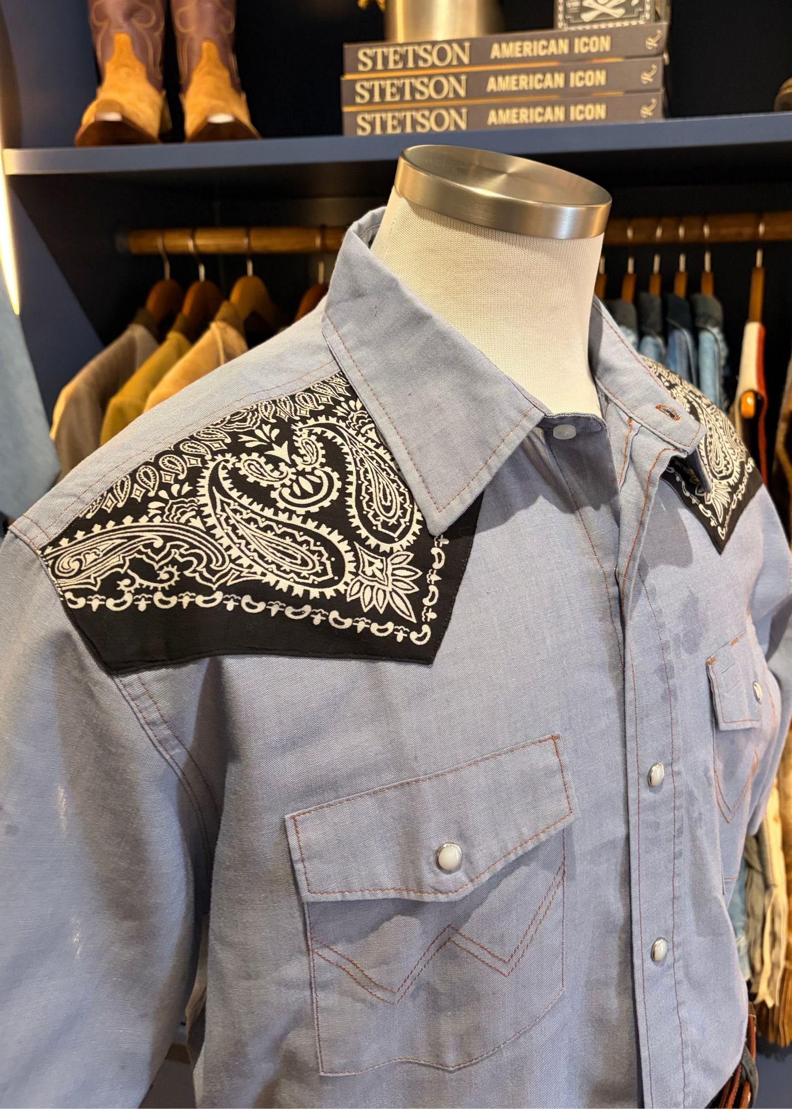 Men's Denim Wrangler with Embellished Shoulders Patches