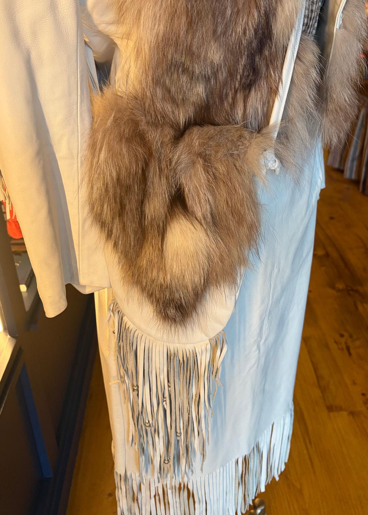 Early 1980s Custom Texas-Made White Leather & Fur Western Ensemble —  Urban Cowboy Vibes