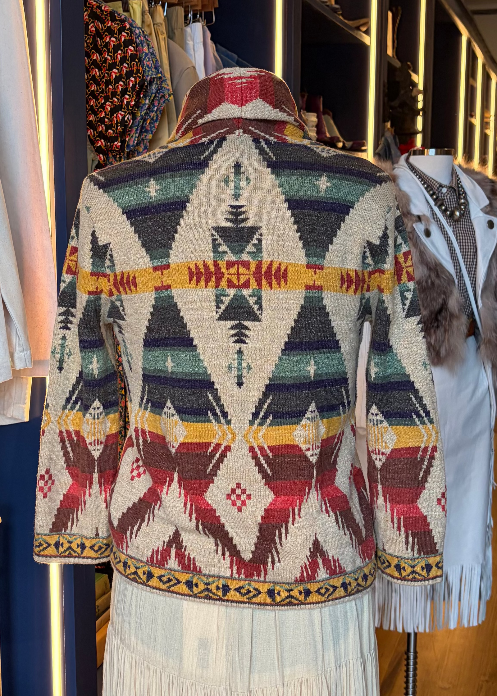 Ralph Lauren knit cropped cardigan with Southwestern Style
