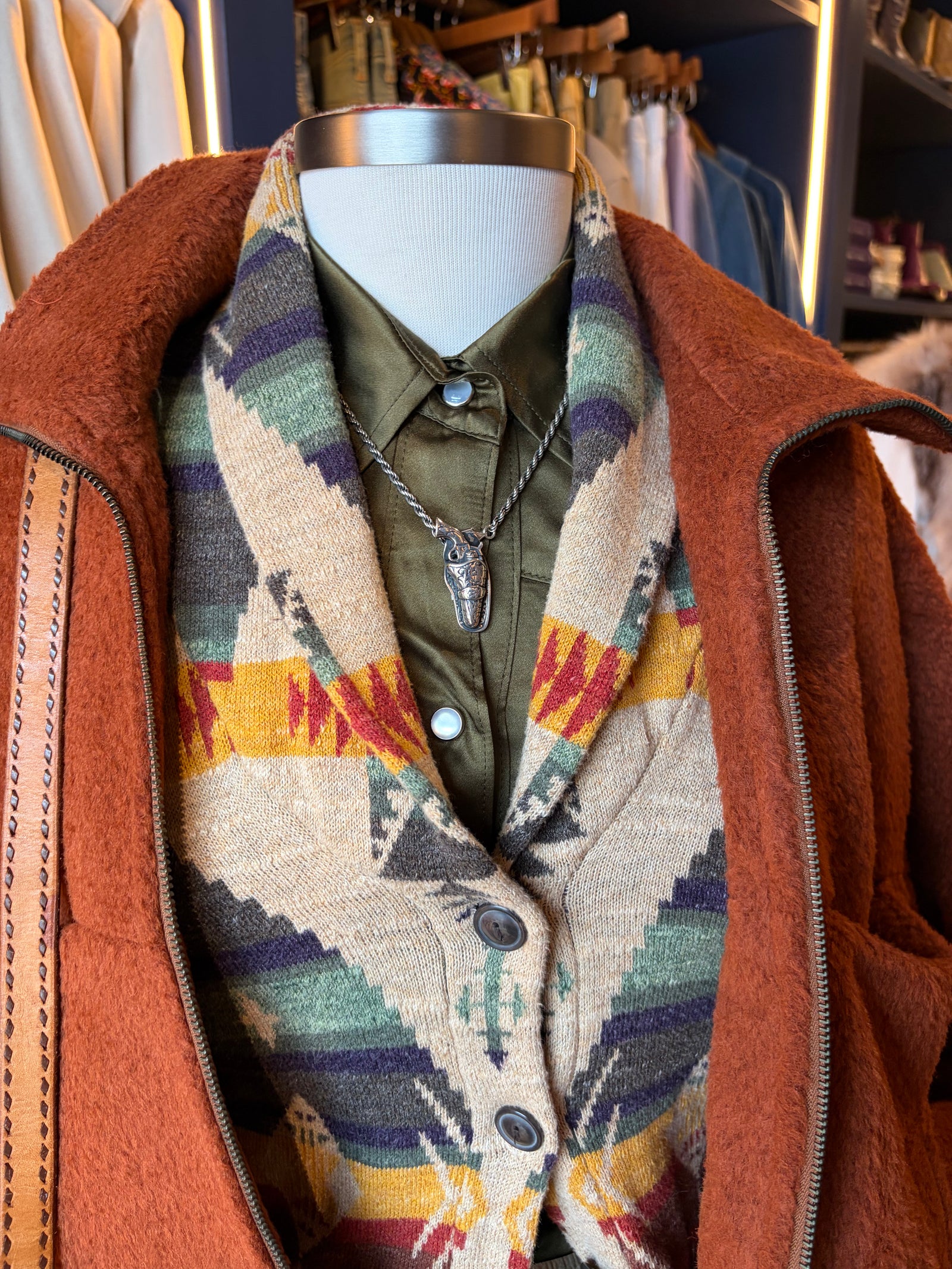 Ralph Lauren knit cropped cardigan with Southwestern Style