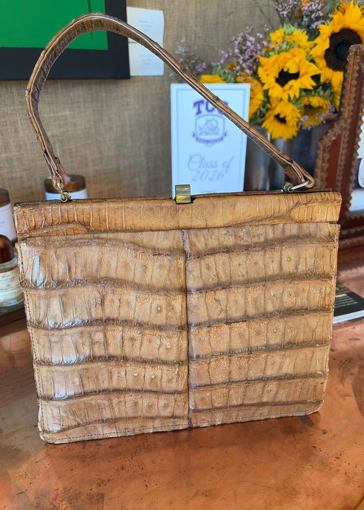Crocodile Frame Handbag c. 1940s-1950s
