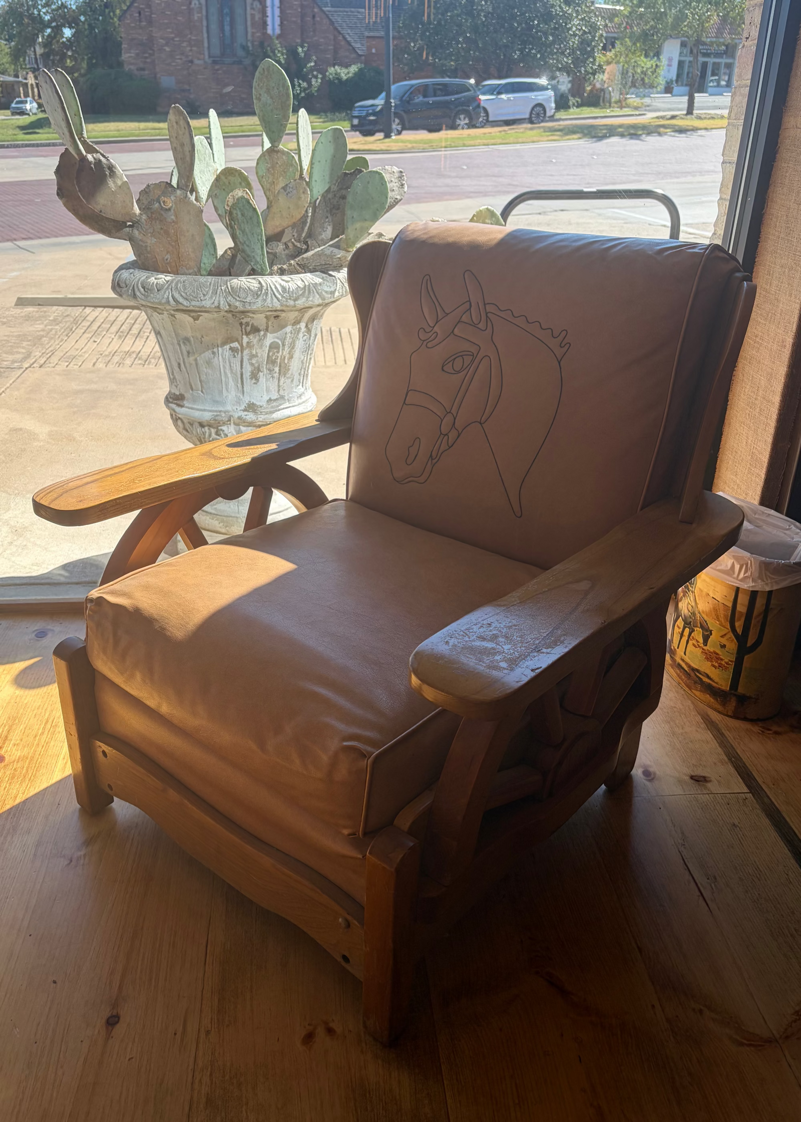 A. Brandt Ranch Oak Wagon Wheel Lounge Chair