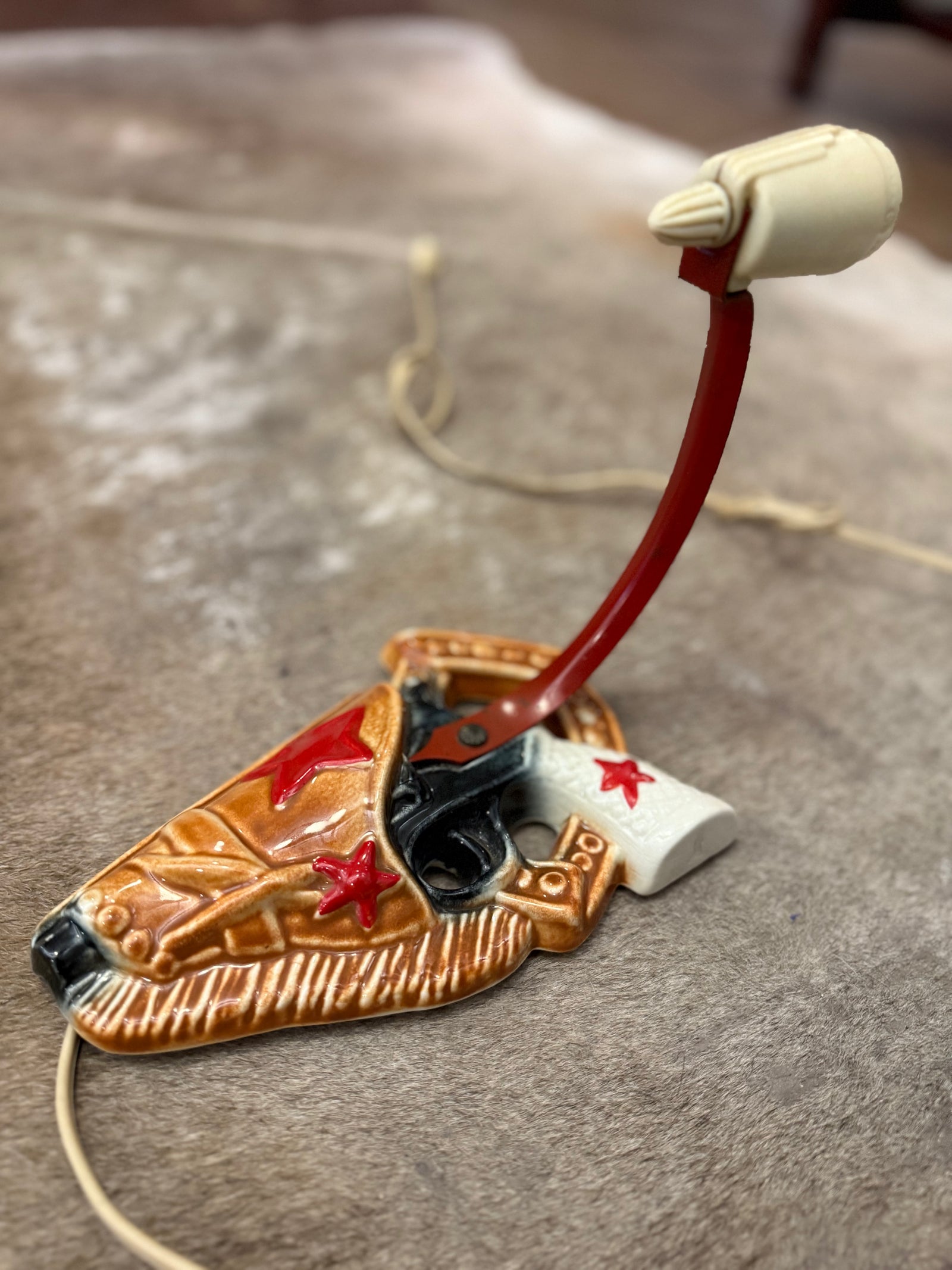 Vintage Ceramic Cowboy Gun Holster Lamp