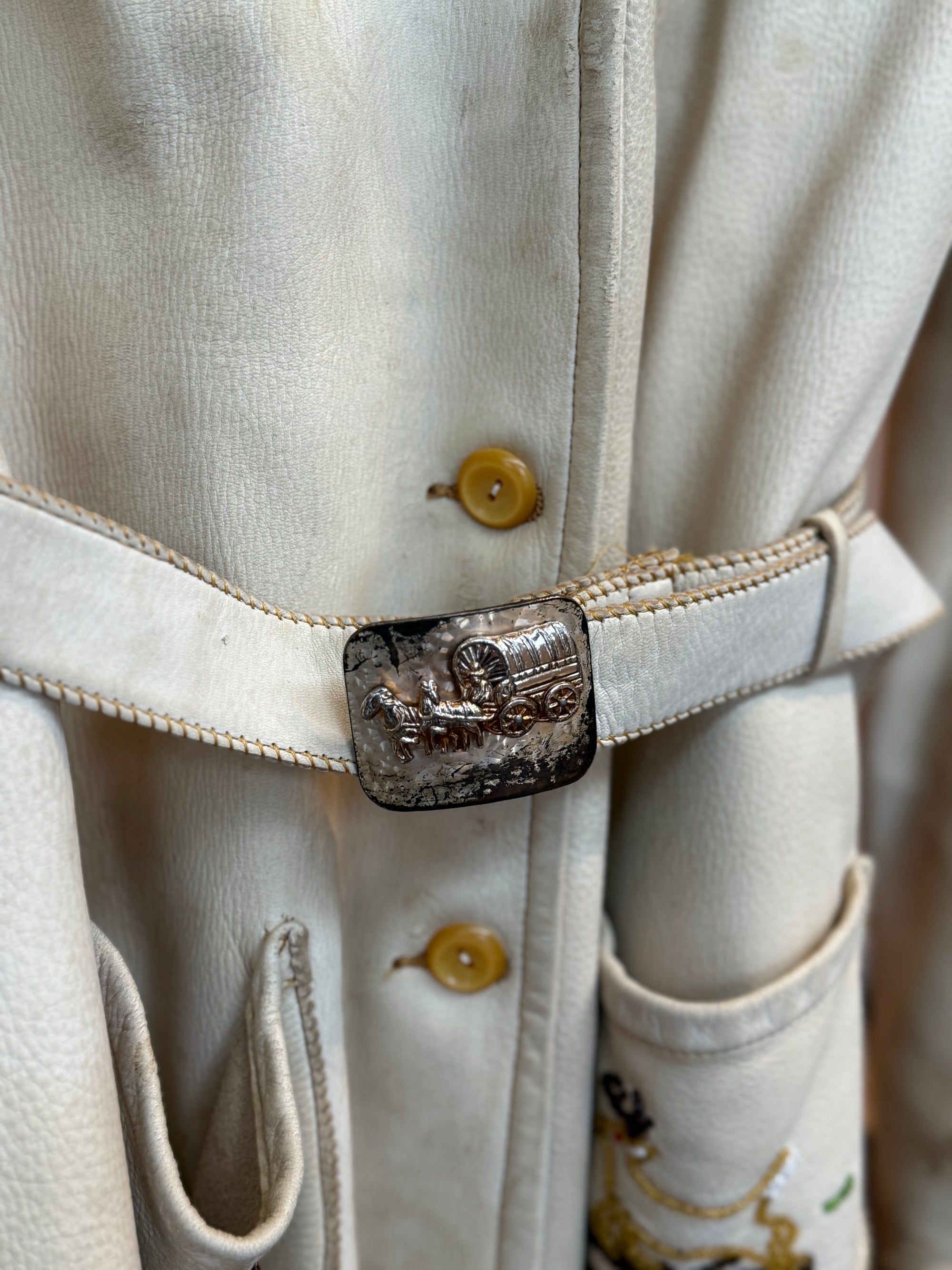 Vintage Beaded Cream Fringe Jacket