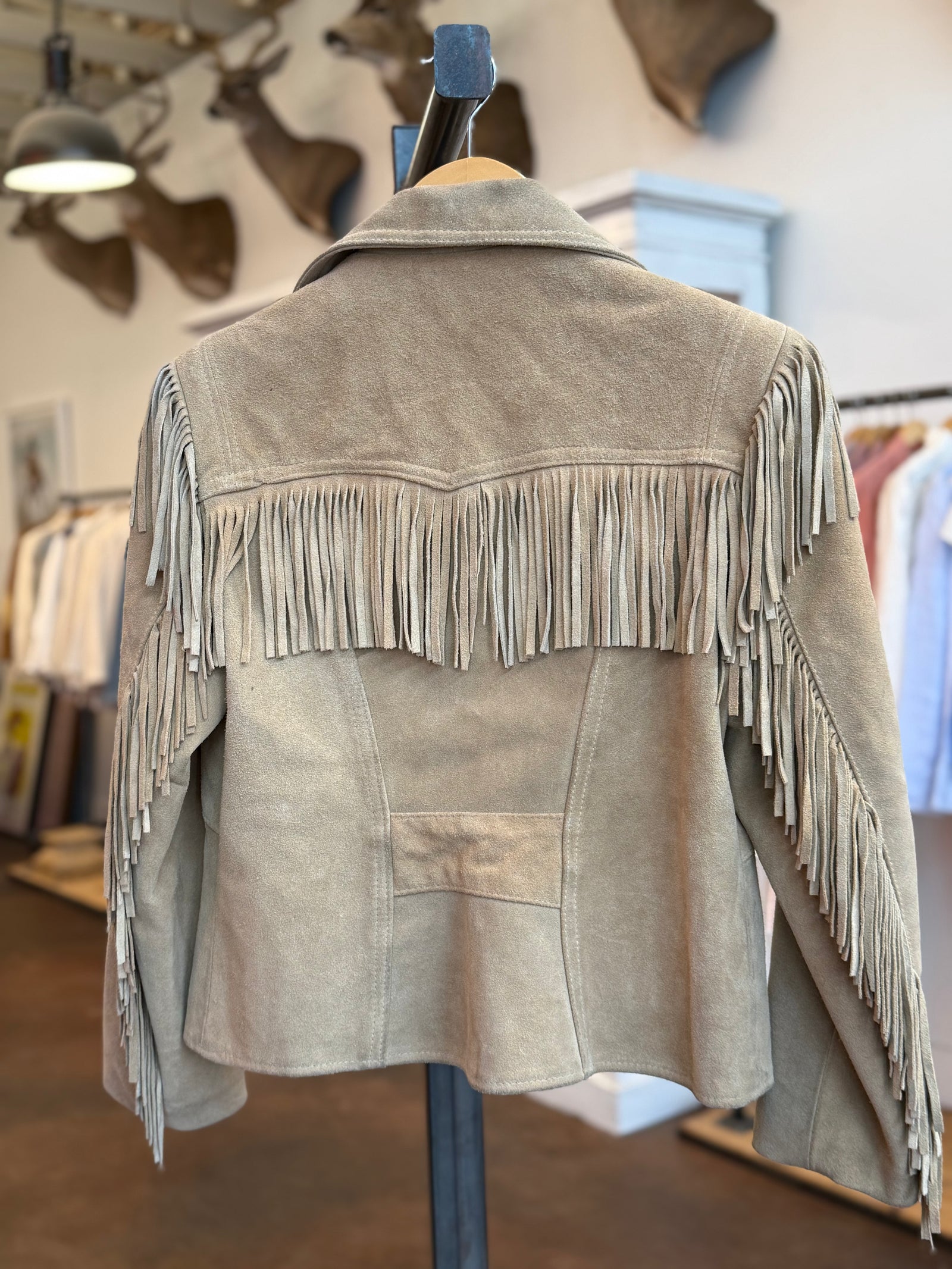 Suede Zip Up Fringe Jacket