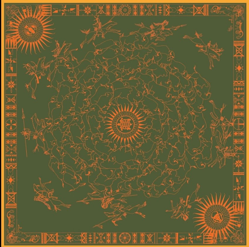 Wakaree'e | Bison Hunt | 100% Silk Scarf