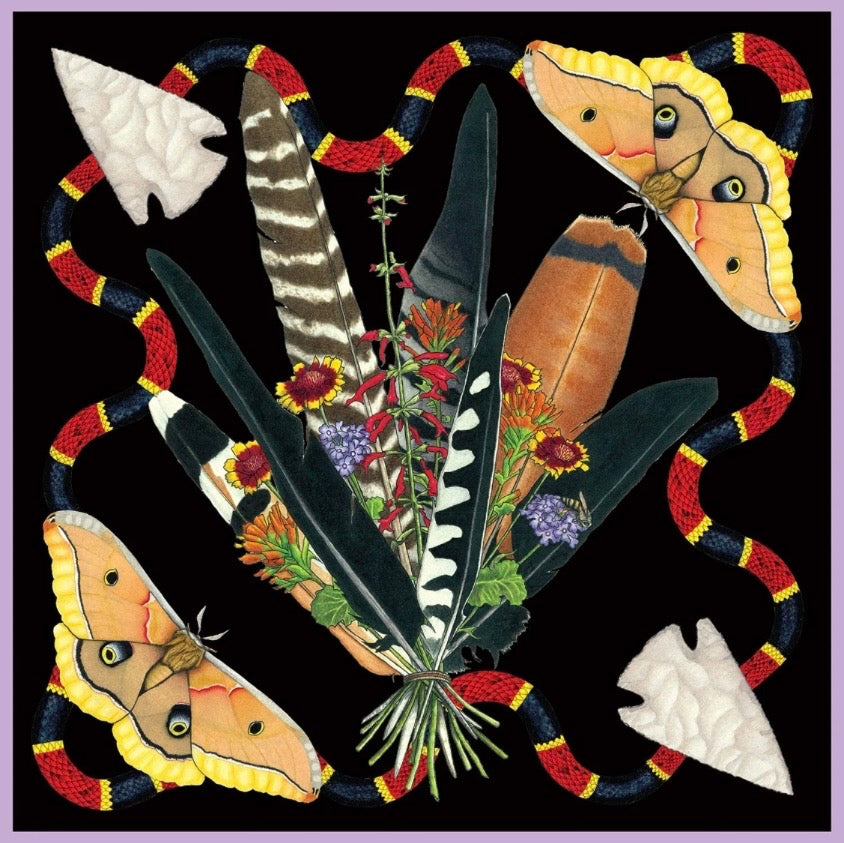 Raven | Feather Bouquet | 100% Silk Scarves