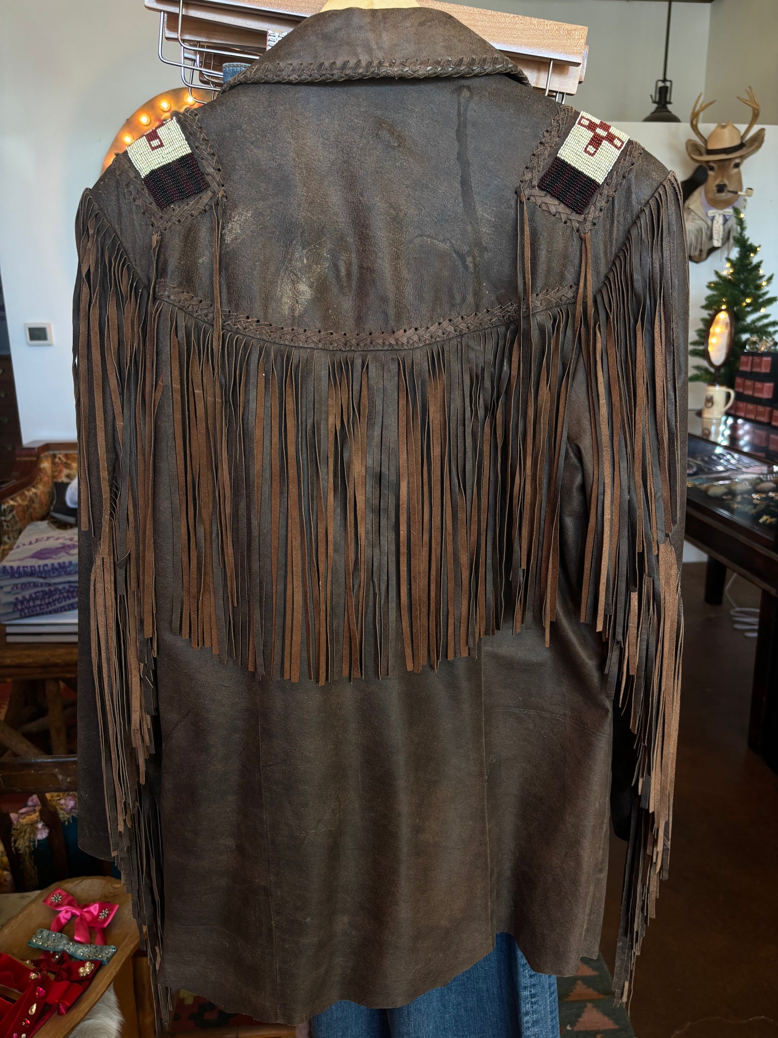 Beaded and Fringe Leather Jacket