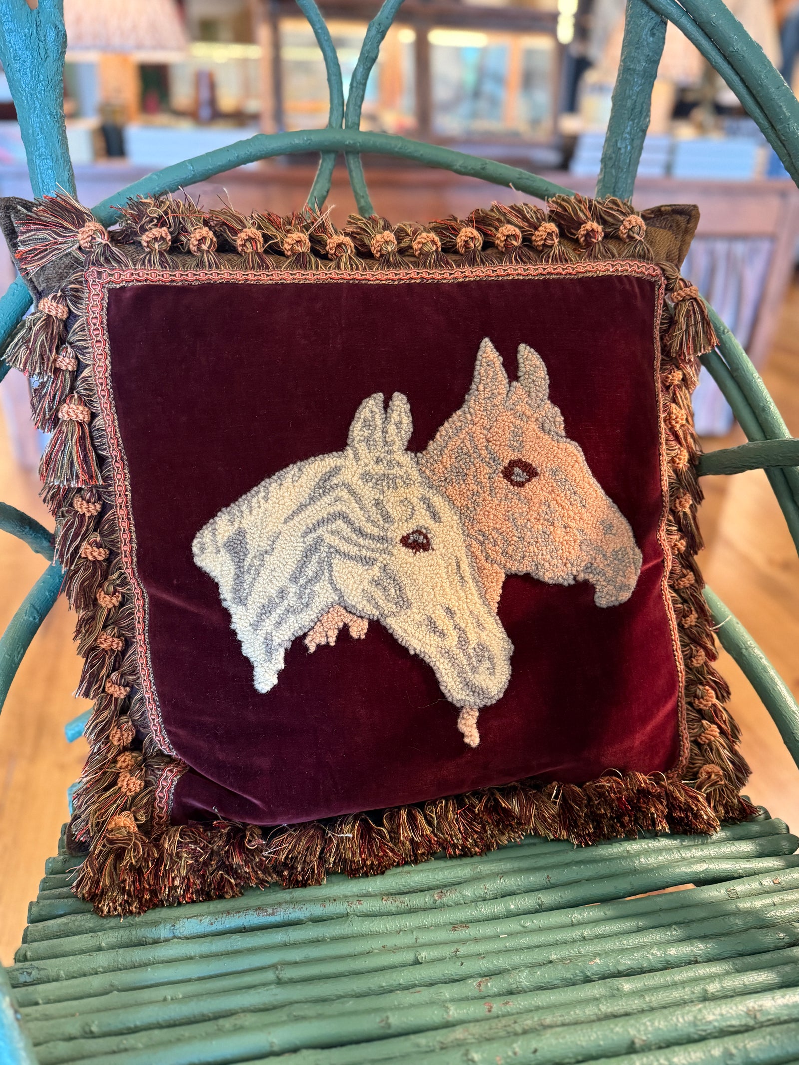 Double Horse Head Punch Work Pillow