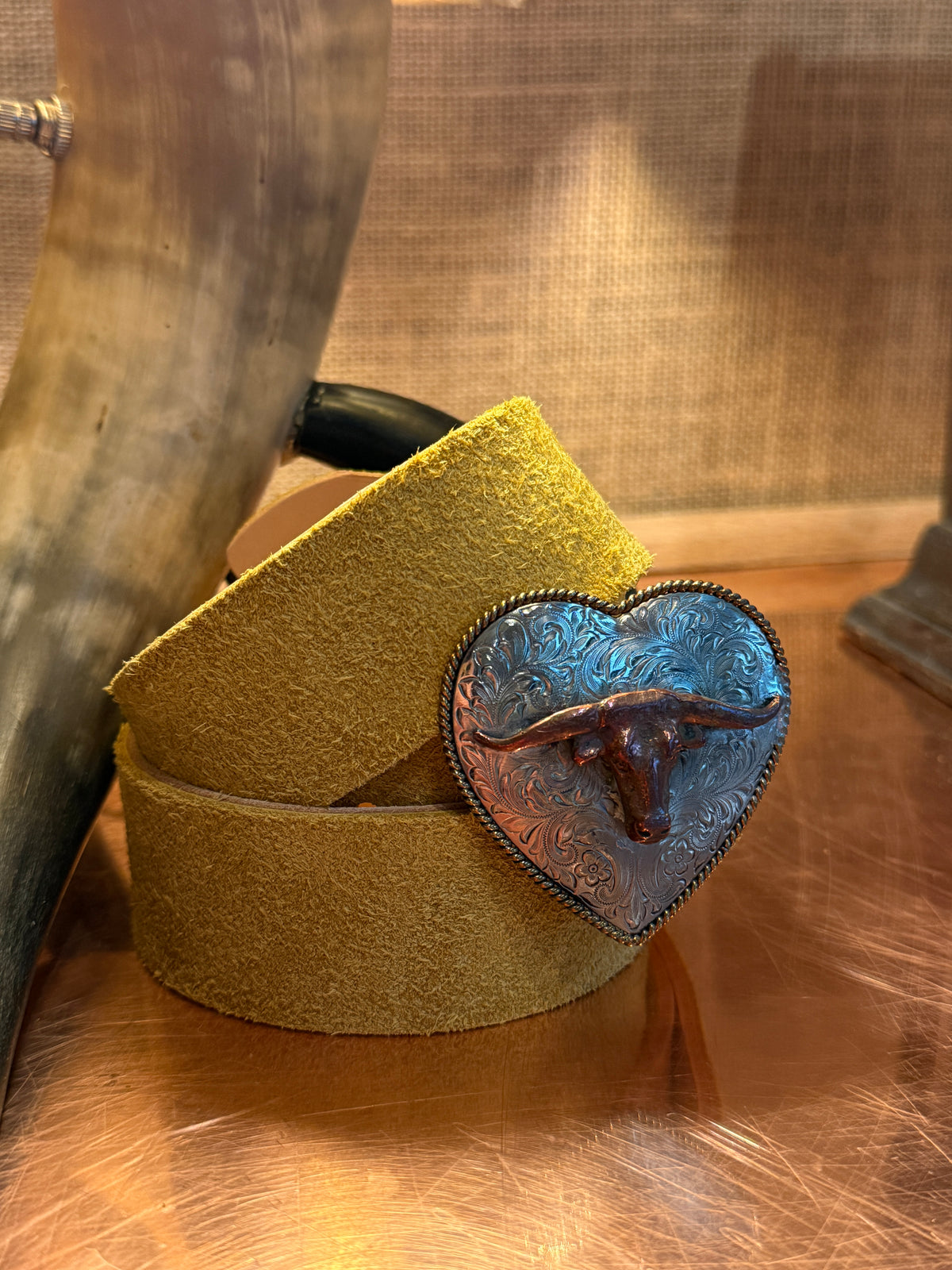 Longhorn Heart Belt Buckle