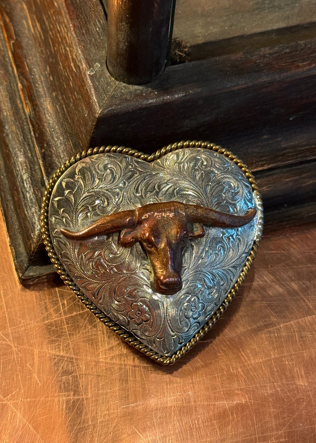 Longhorn Heart Belt Buckle