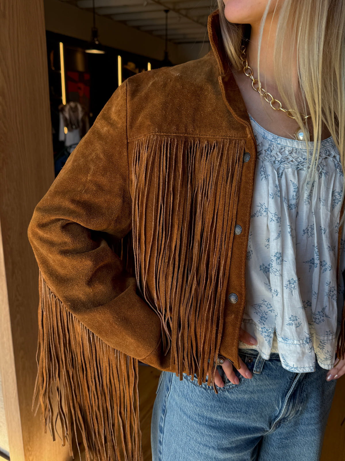 Women's Cropped Fringe Jacket