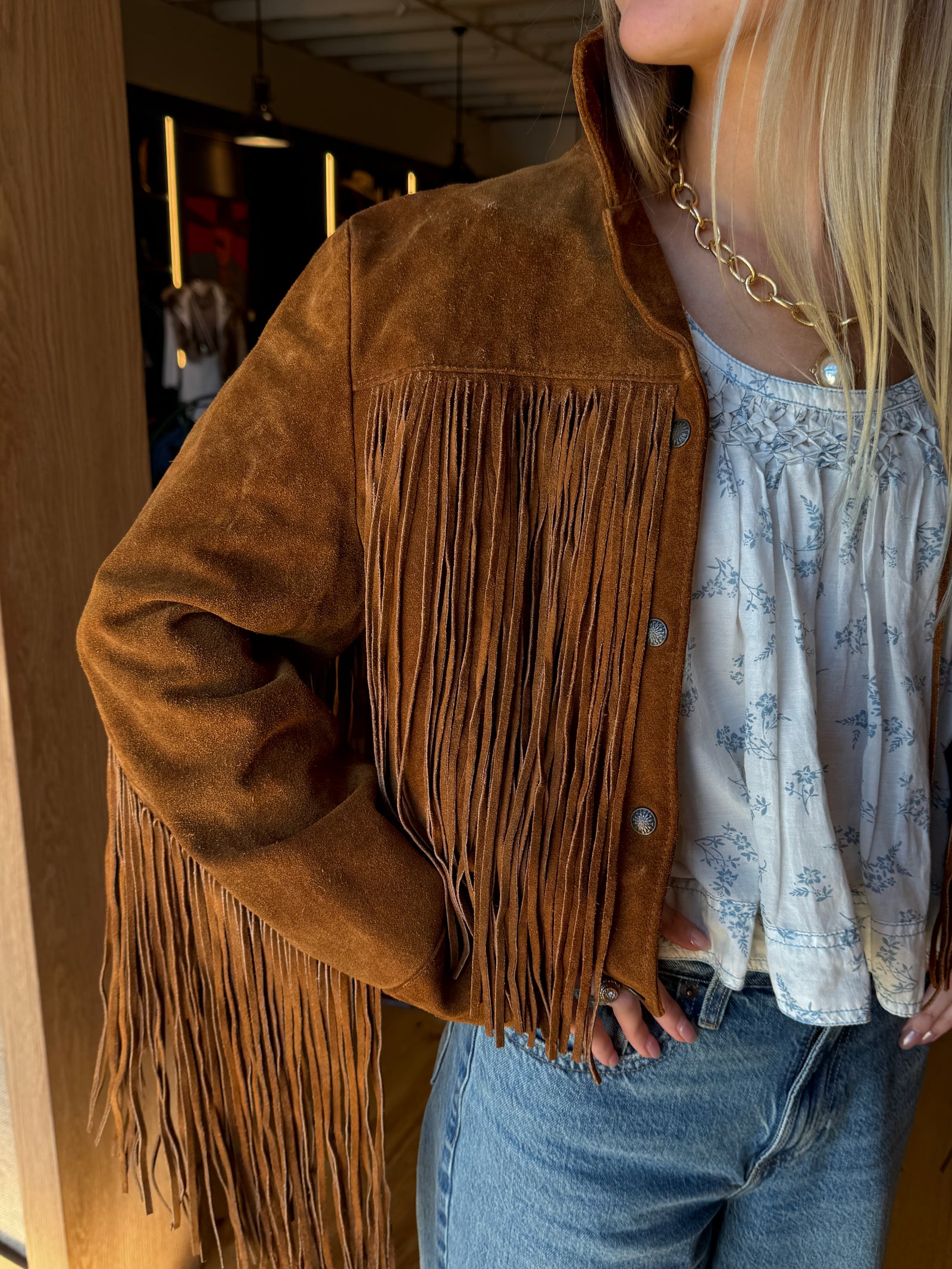Women's Cropped Fringe Jacket