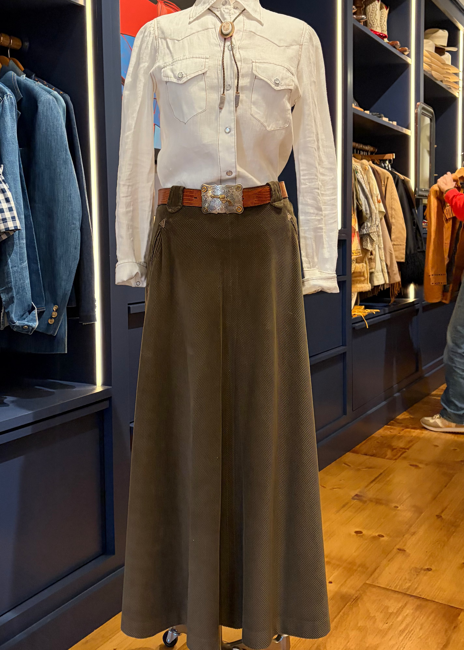 Ralph Lauren Country Corduroy Western Maxi Skirt