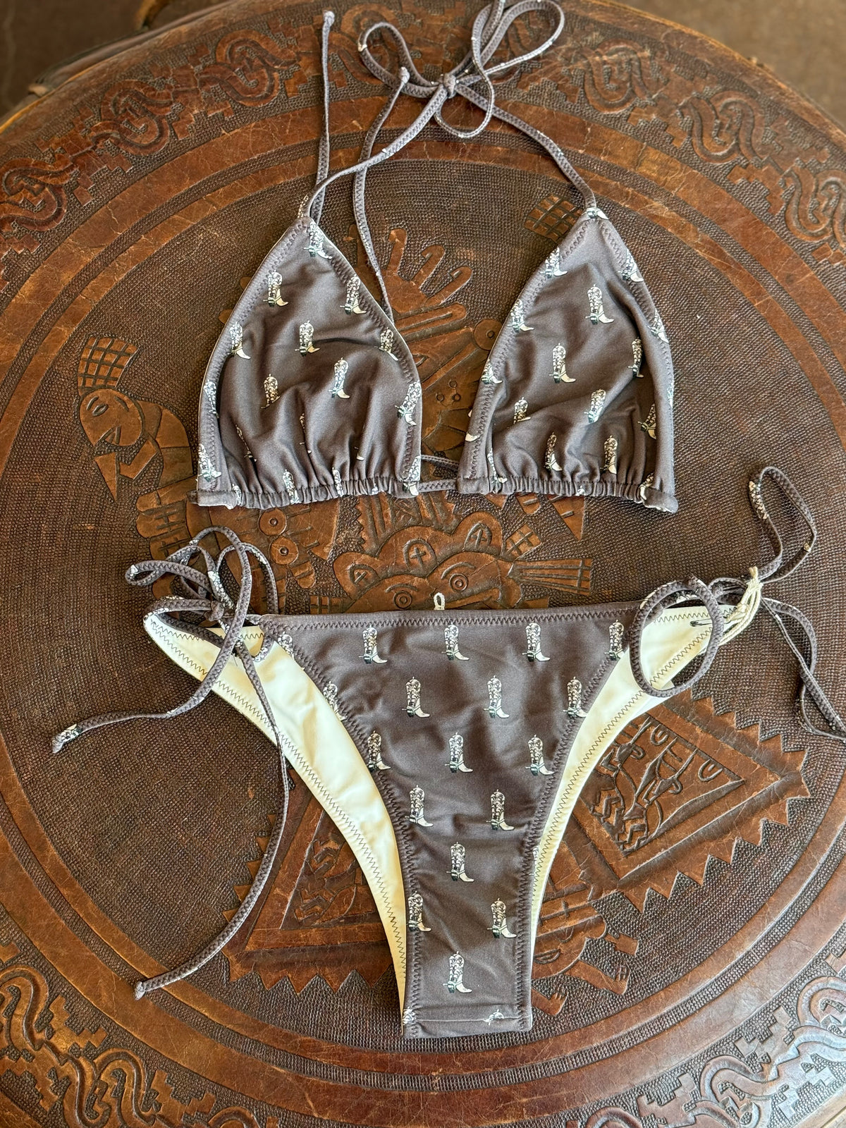 Brown Cowboy Bikini Bottoms